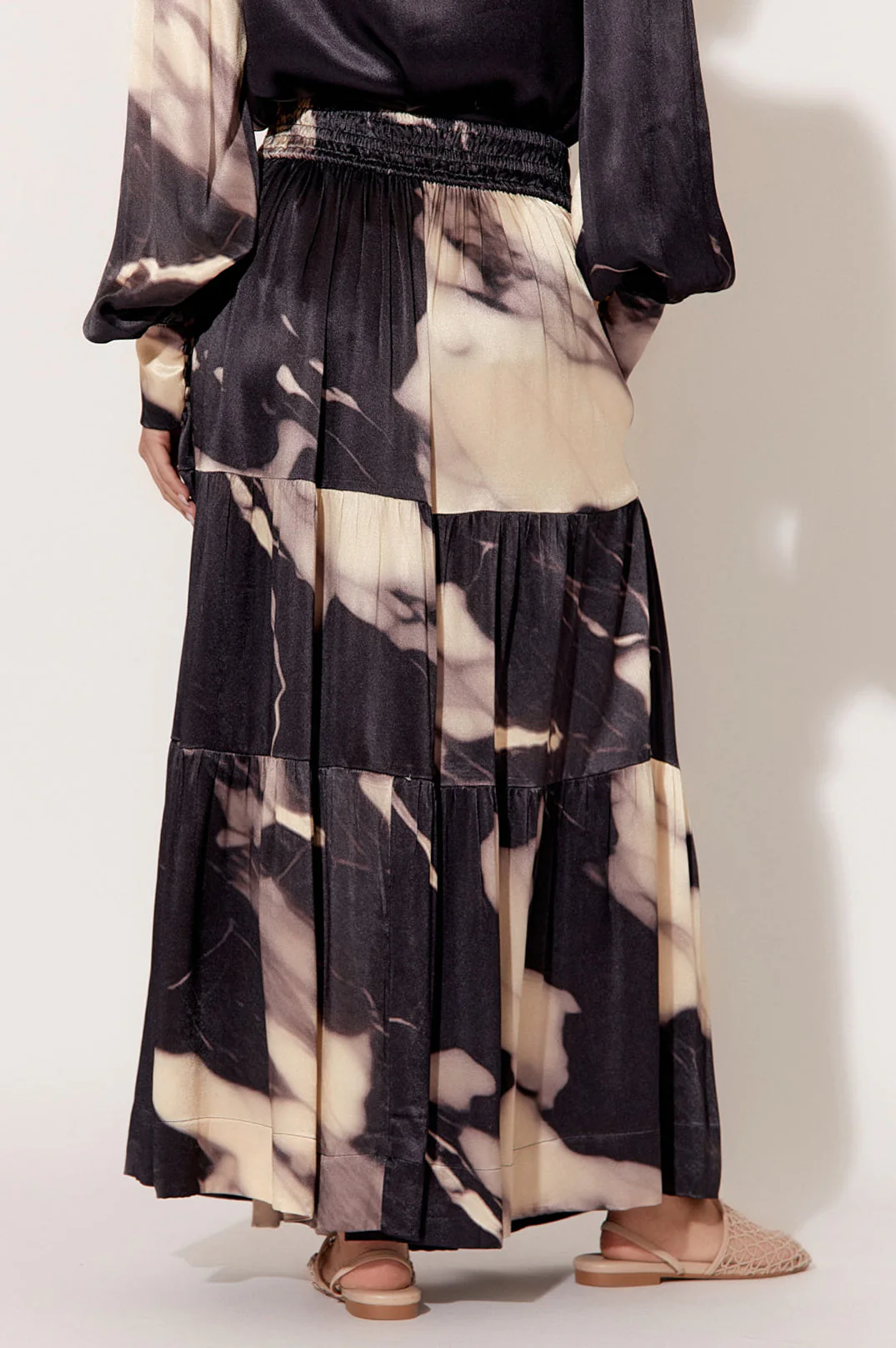 Adorne Morgan Marble Satin Tiered Skirt - Image 6