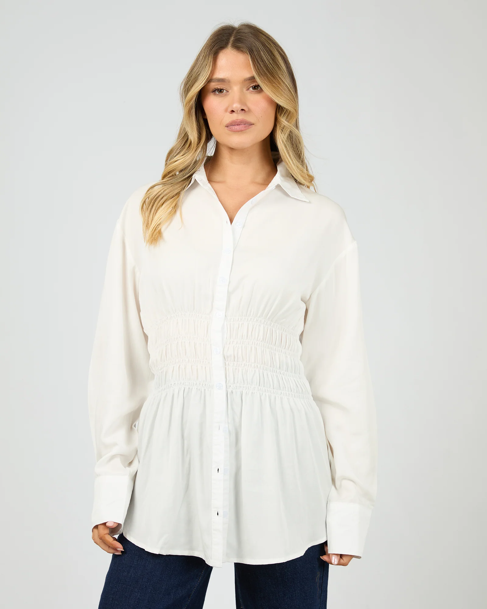 All About Eve AAE Ruched Shirt White