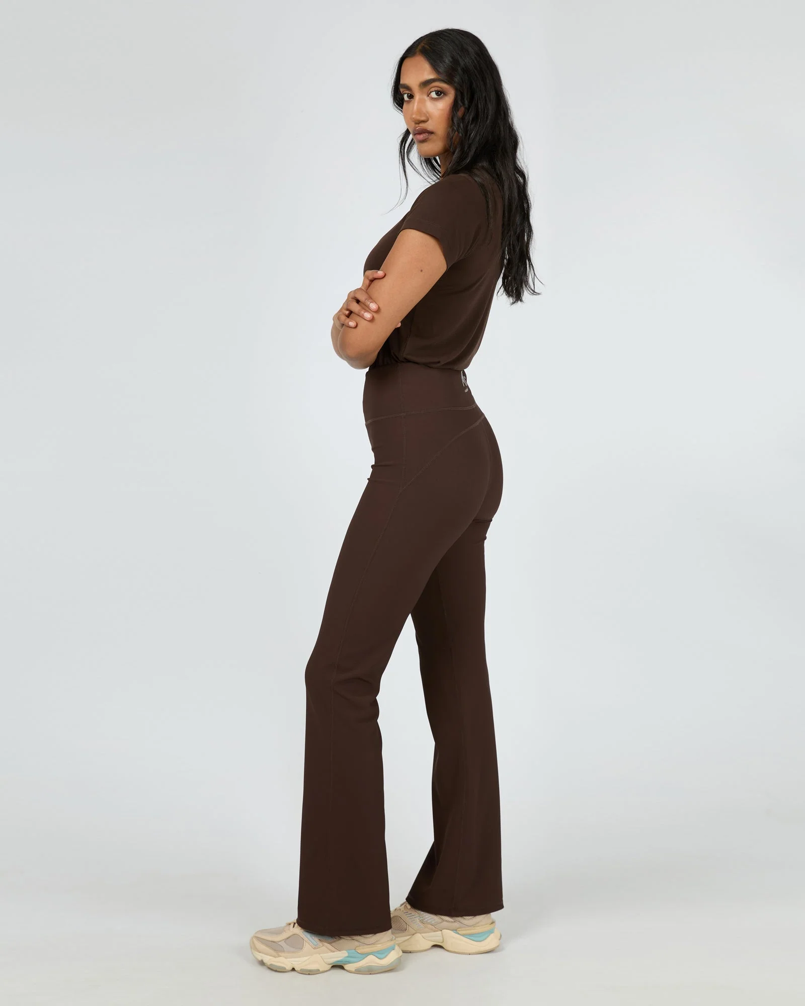All About Eve Active Rib Flare Legging Brown - Image 3