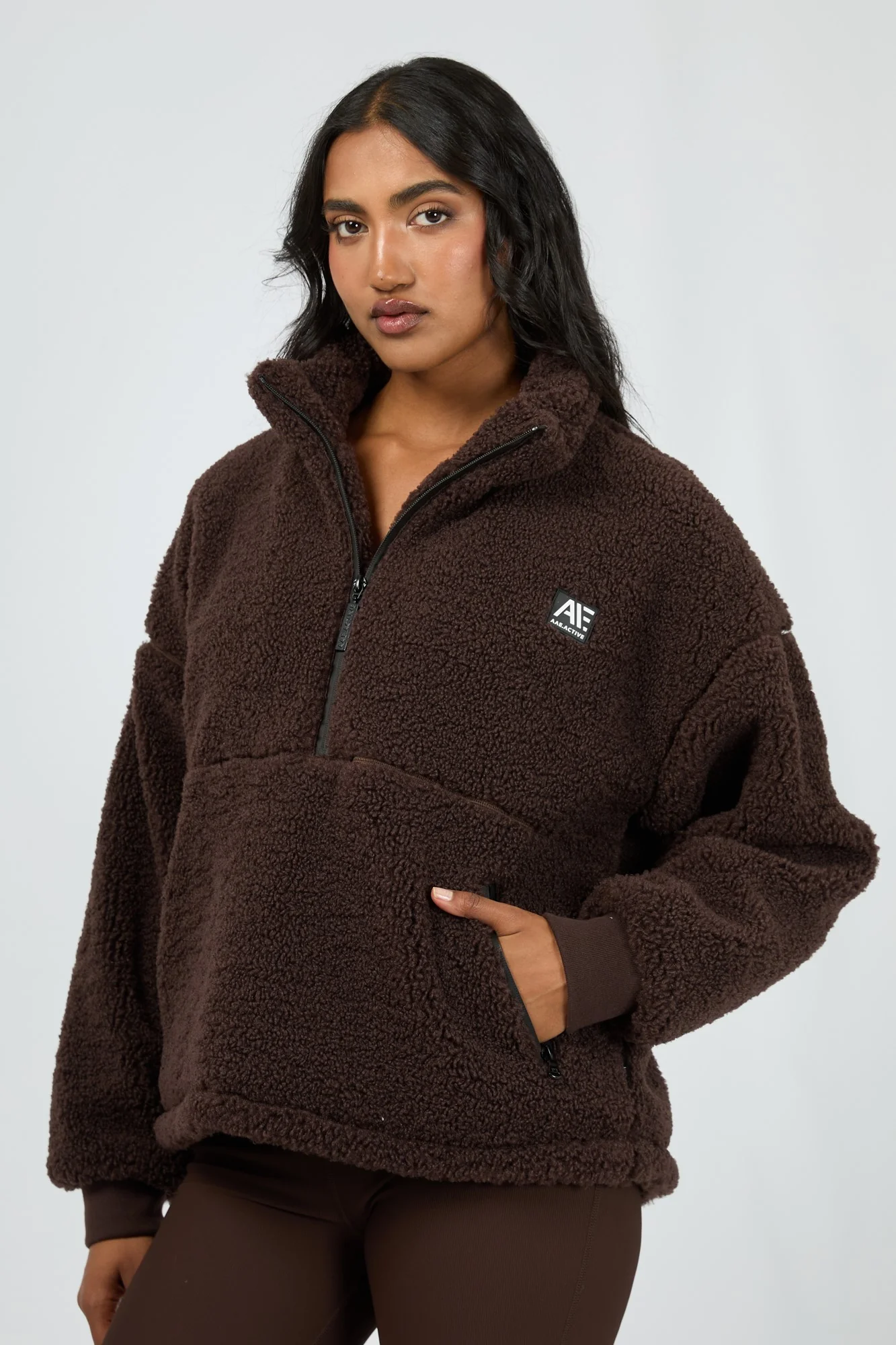 All About Eve Amara Quarter Zip Teddy Brown - Image 2