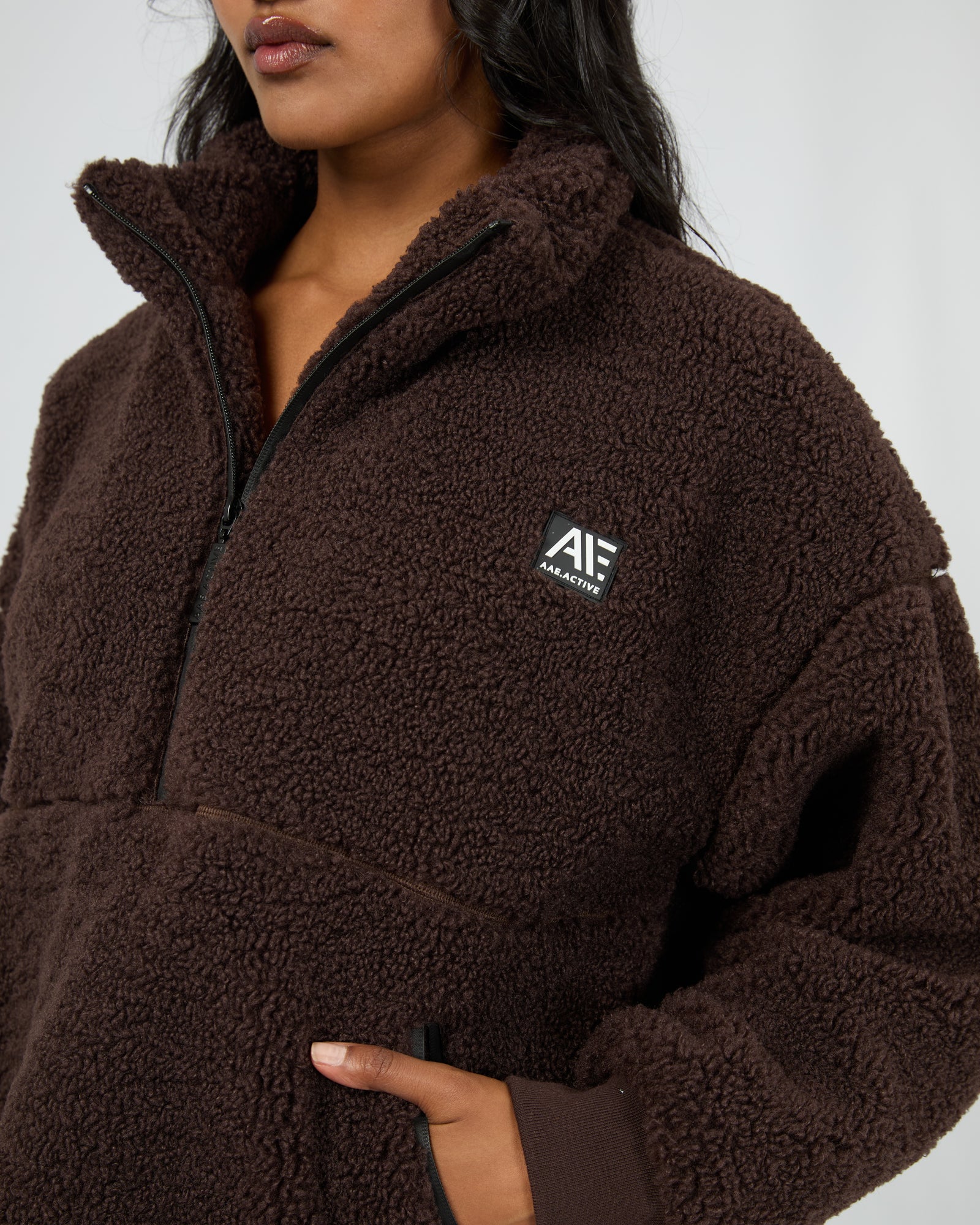All About Eve Amara Quarter Zip Teddy Brown - Image 3