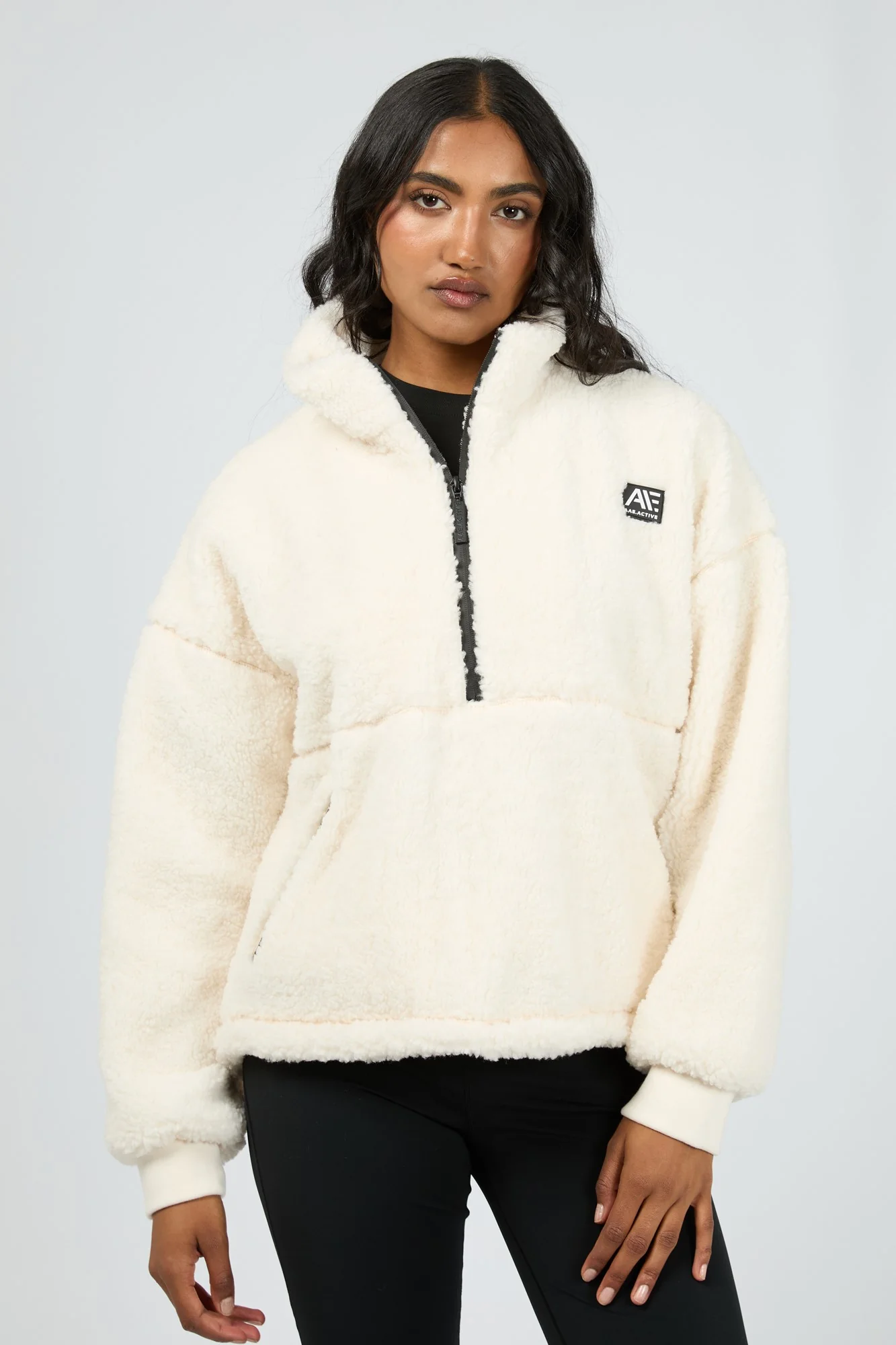 All About Eve Amara Quarter Zip Teddy Vintage White