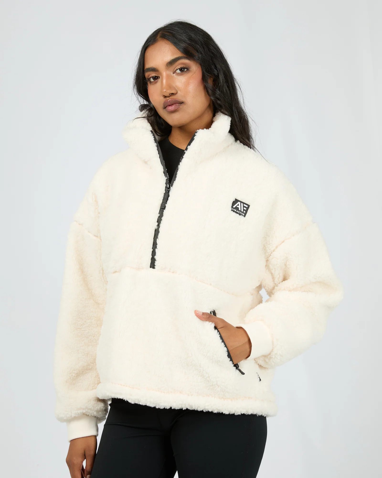 All About Eve Amara Quarter Zip Teddy Vintage White - Image 3