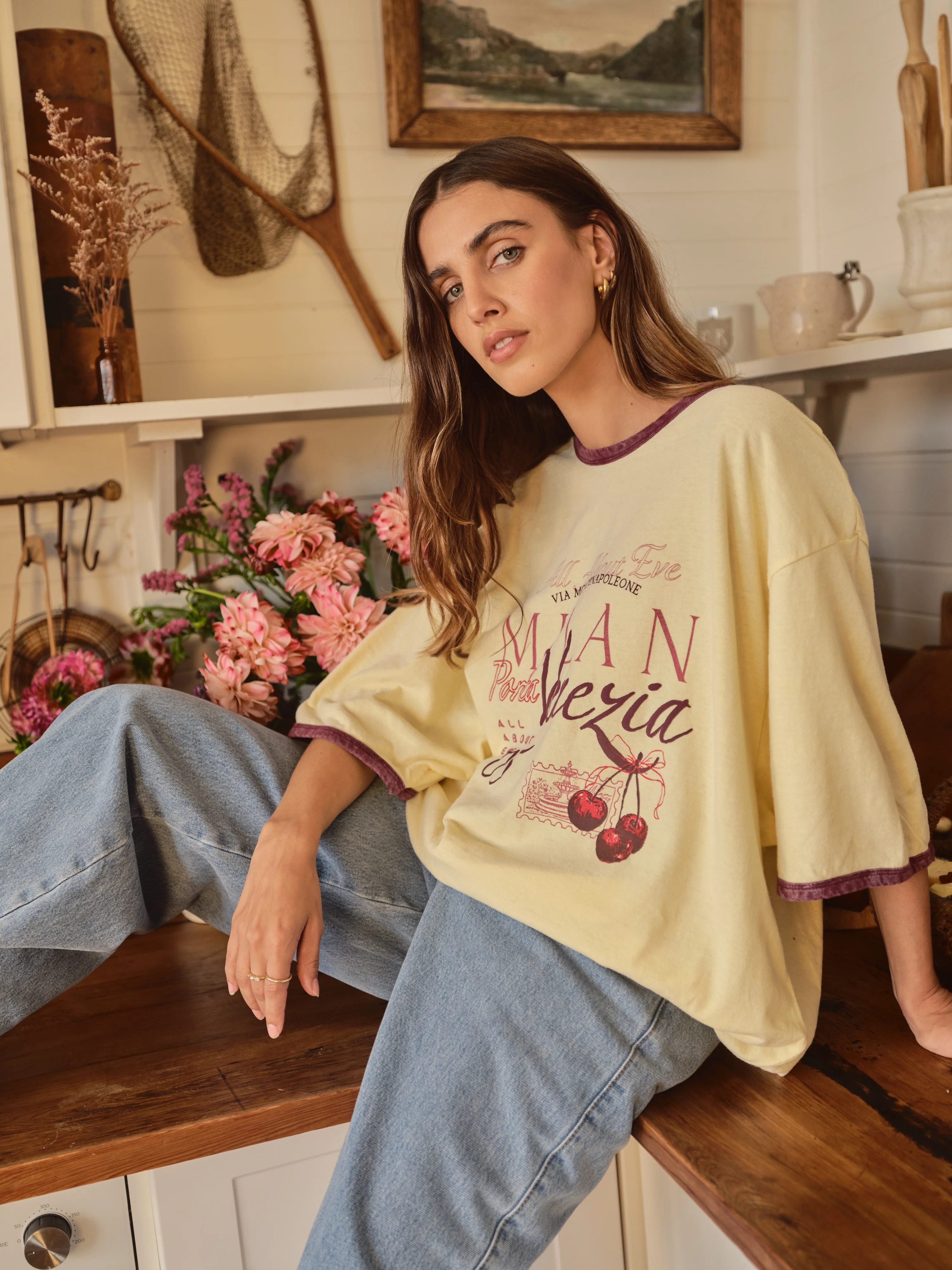 All About Eve Aria Oversized Tee Yellow - Image 2