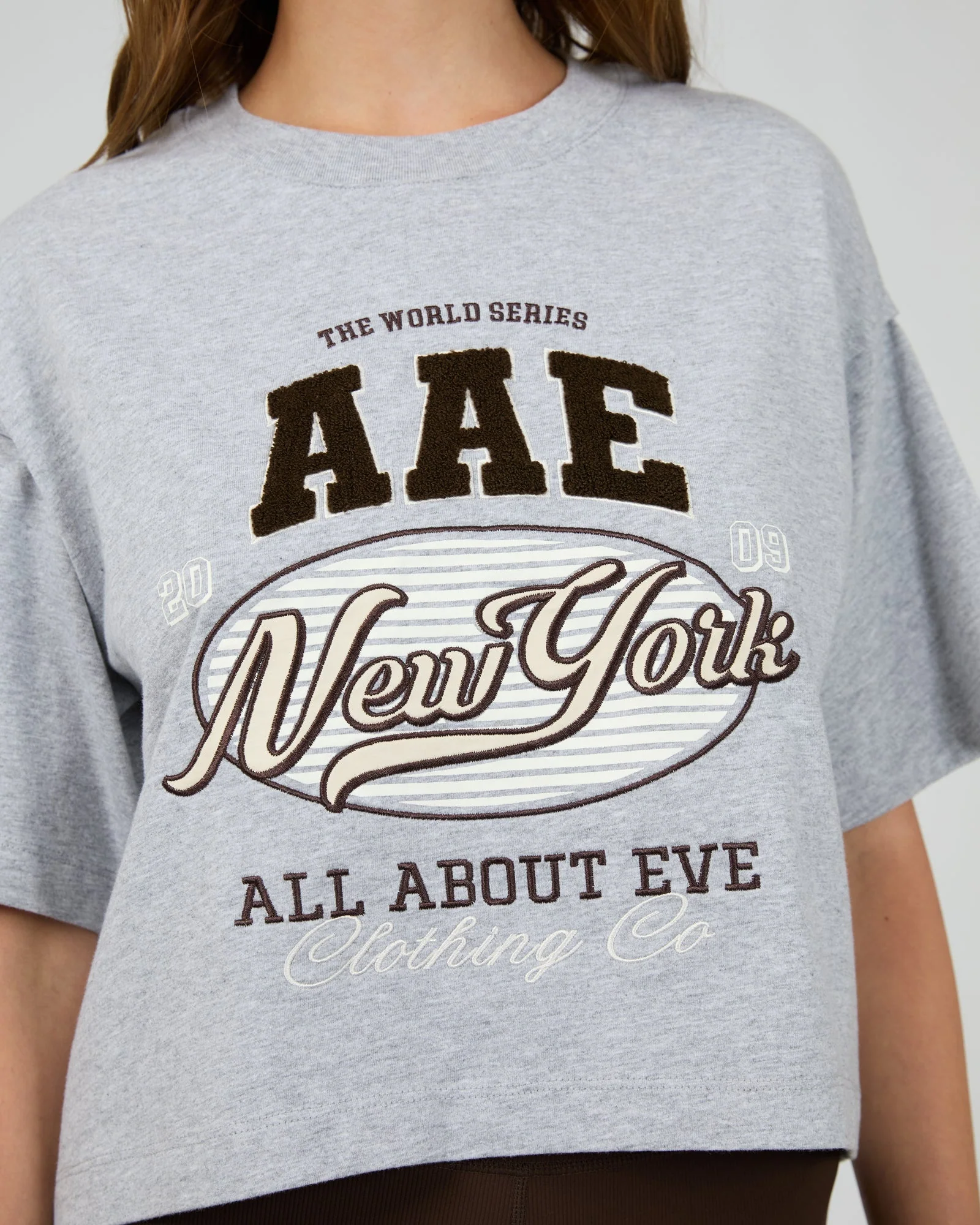 All About Eve Athletica Relaxed Crop Tee Grey Marle - Image 3