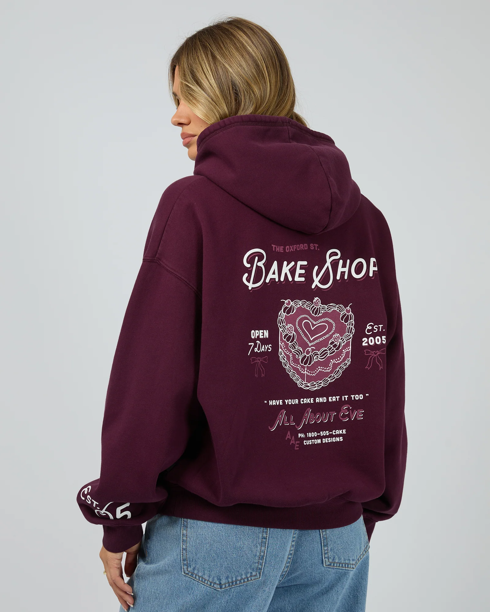 All About Eve Bake Shop Box Hoodie Wine - Image 7