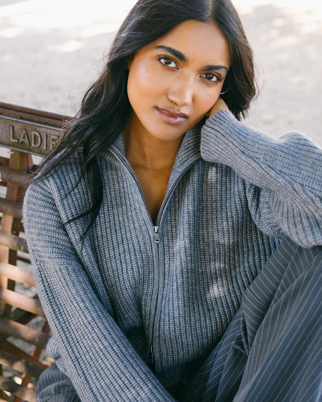 All About Eve Bridie Knit Zip Through Charcoal - Image 2