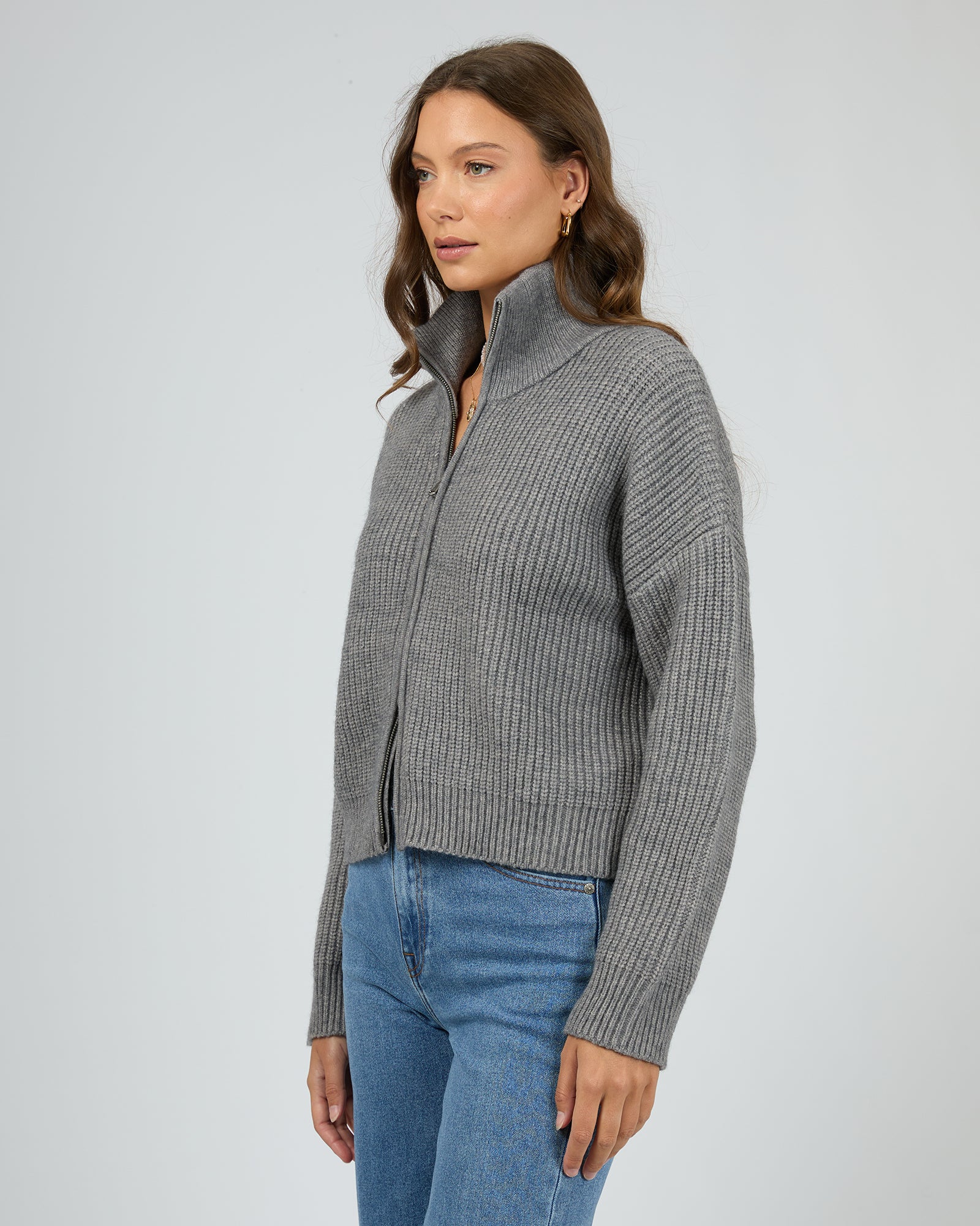 All About Eve Bridie Knit Zip Through Charcoal - Image 5
