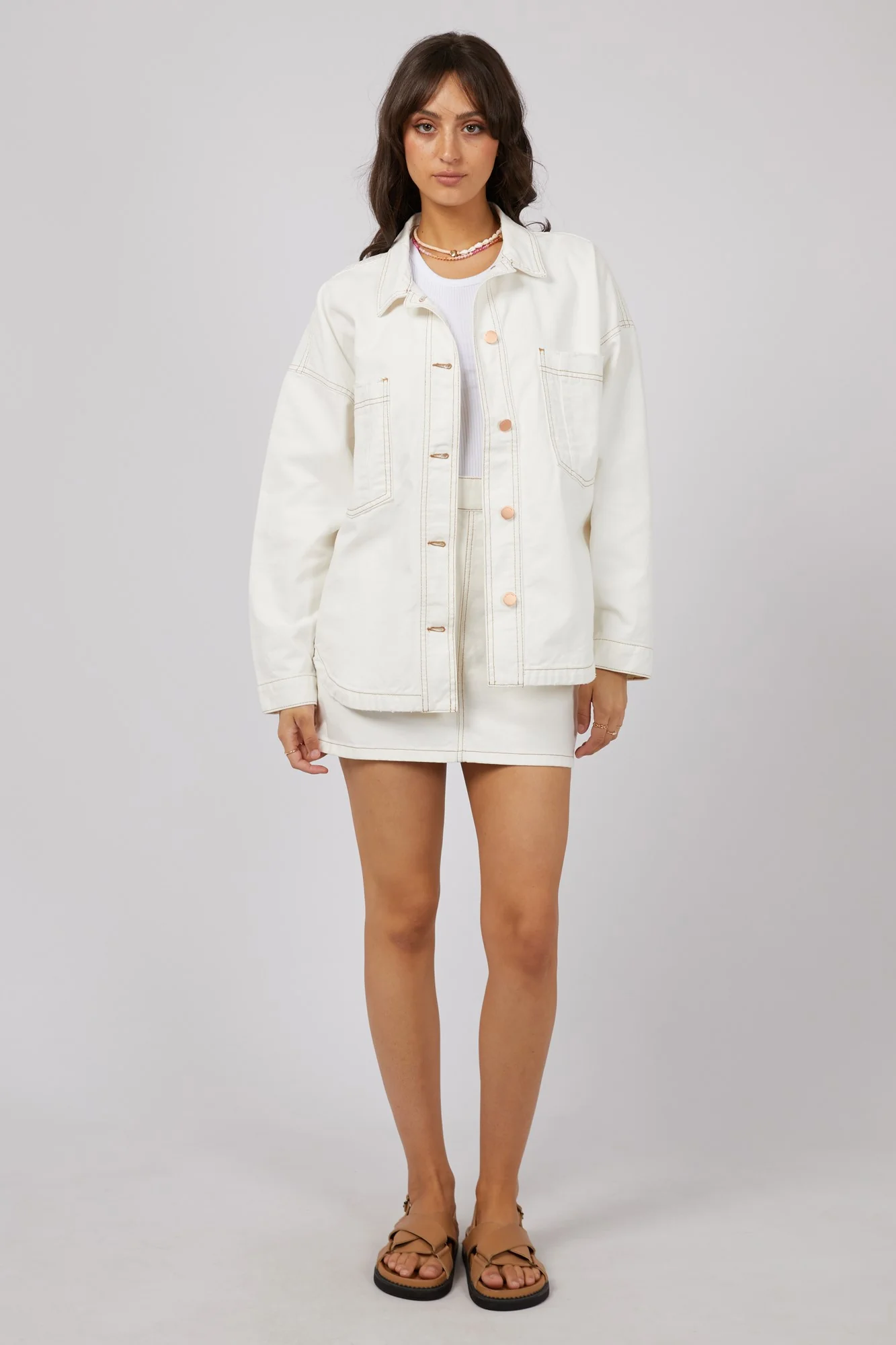 All About Eve Coco Denim Shacket Vintage White - Image 3
