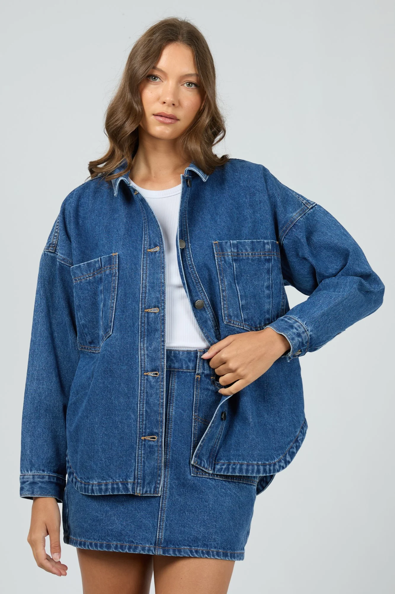 All About Eve Dale Shacket Heritage Blue - Image 3