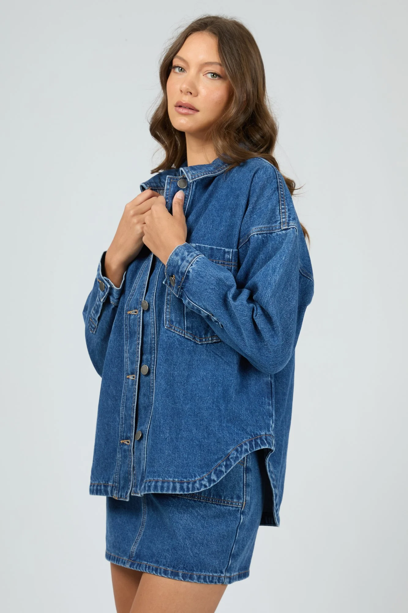 All About Eve Dale Shacket Heritage Blue - Image 4
