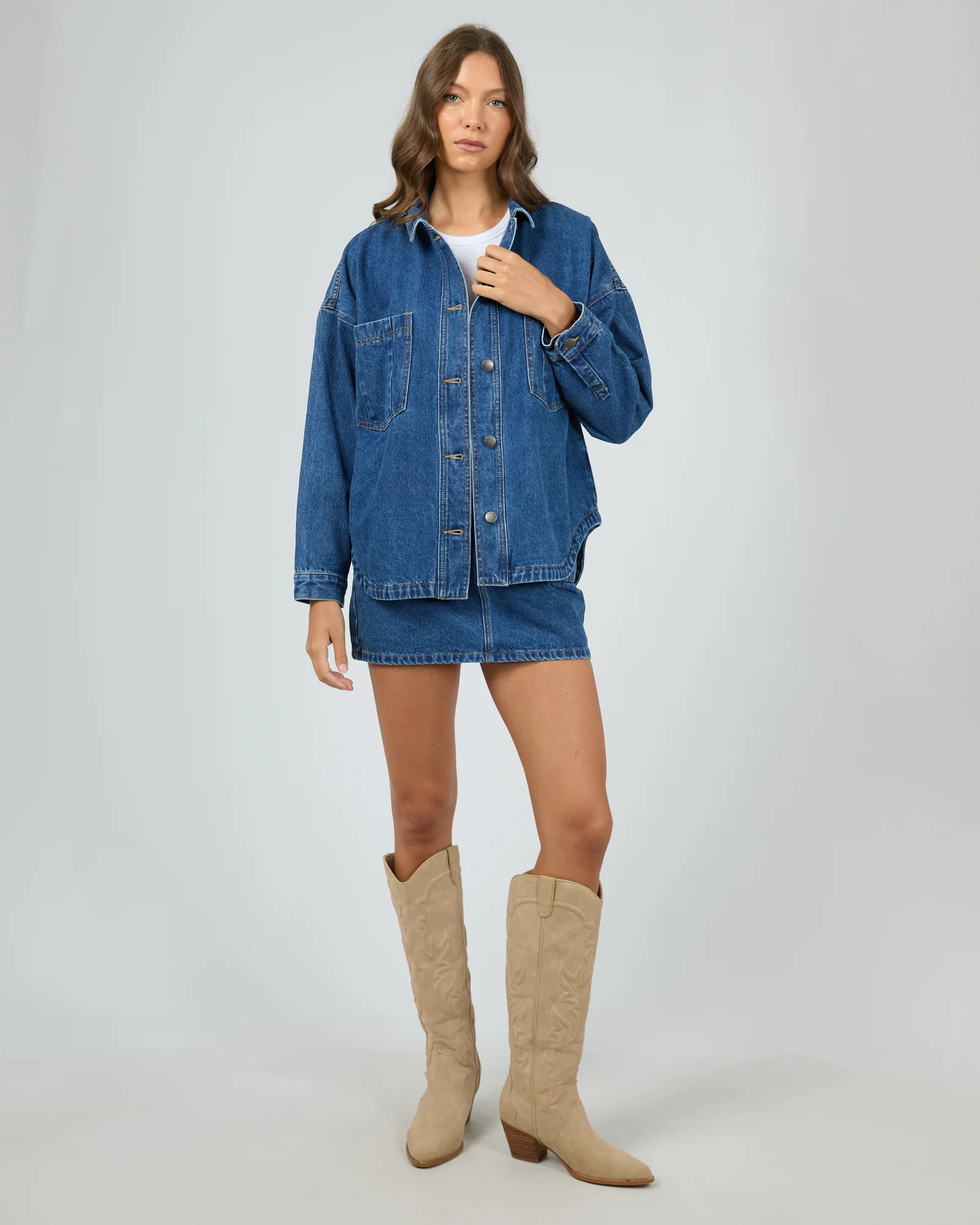 All About Eve Dale Shacket Heritage Blue - Image 5