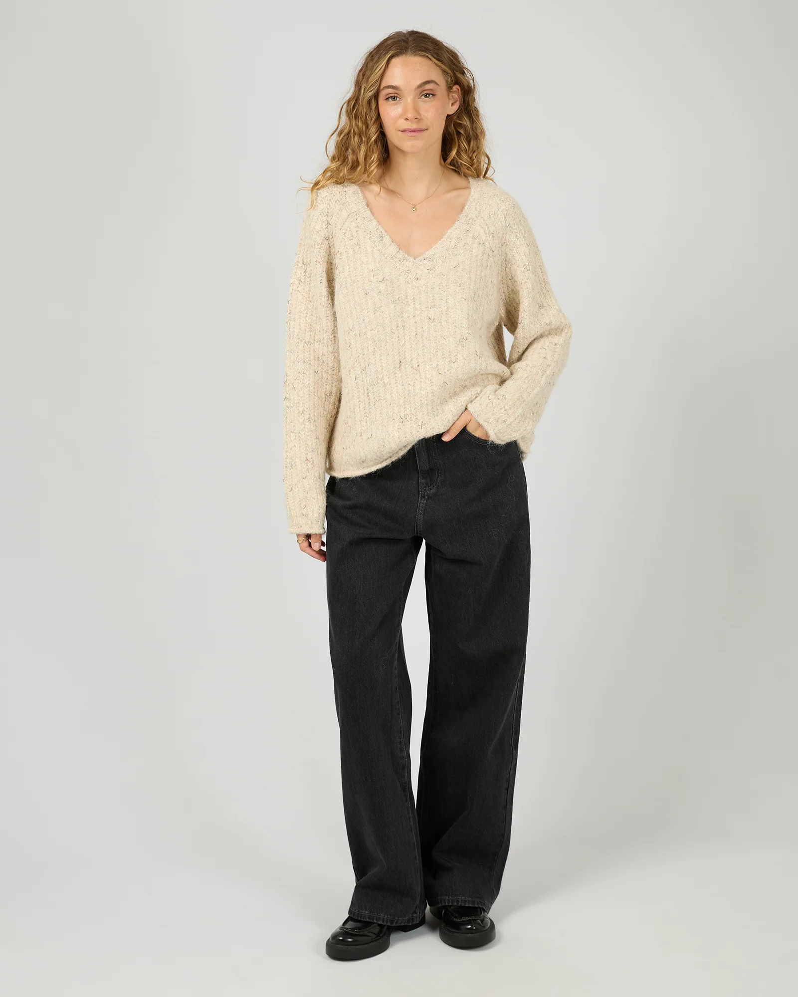 All About Eve Devon V Neck Jumper Vanilla - Image 4