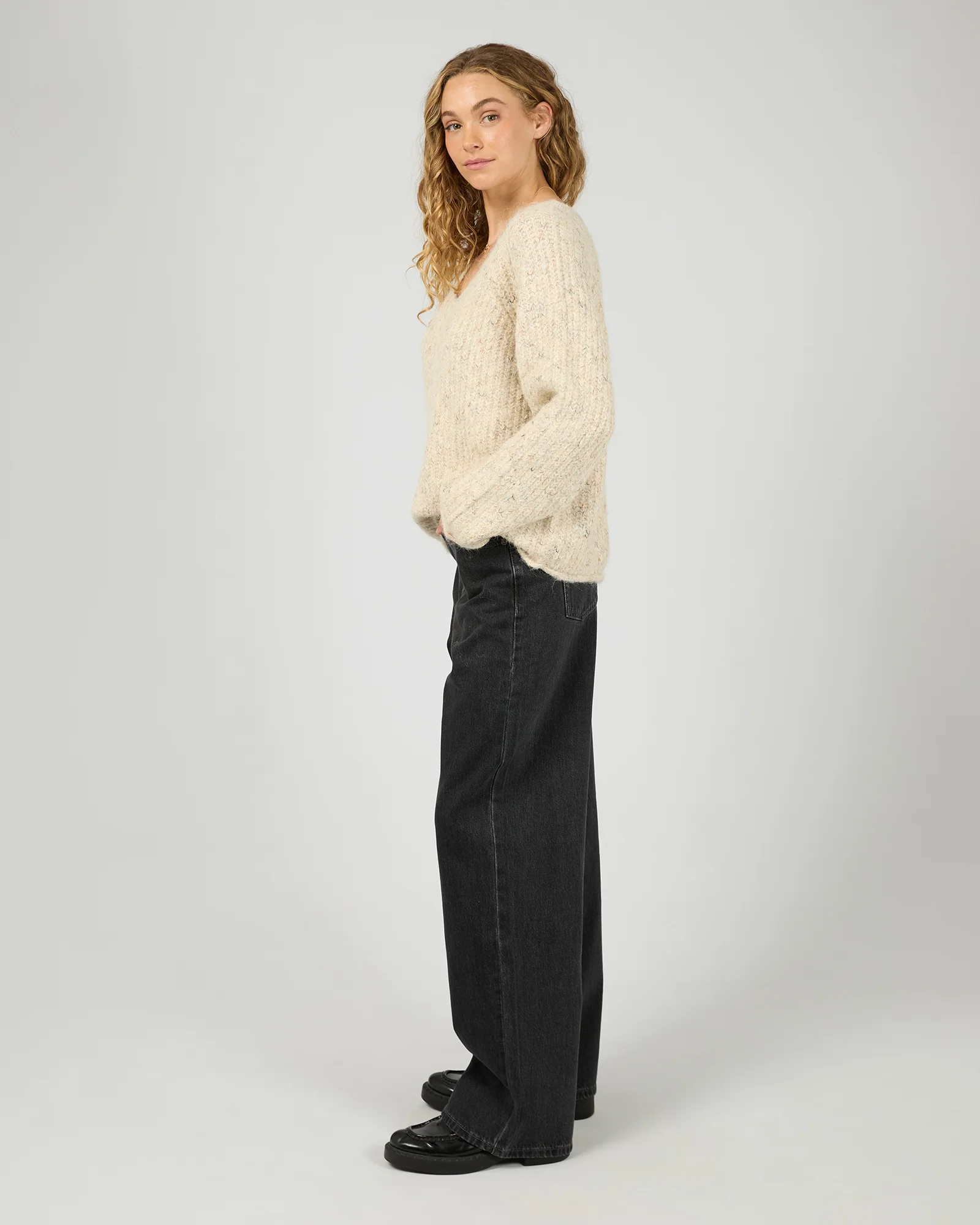 All About Eve Devon V Neck Jumper Vanilla - Image 5