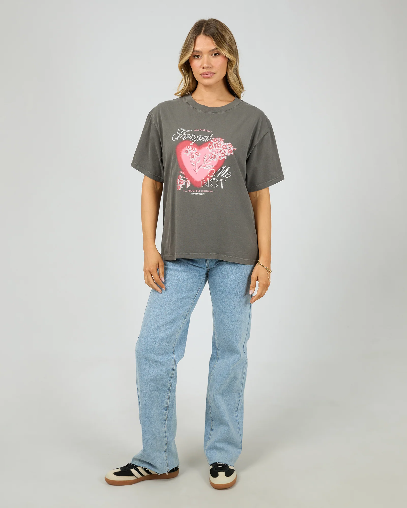 All About Eve Forget Me Not Box Tee Charcoal - Image 3
