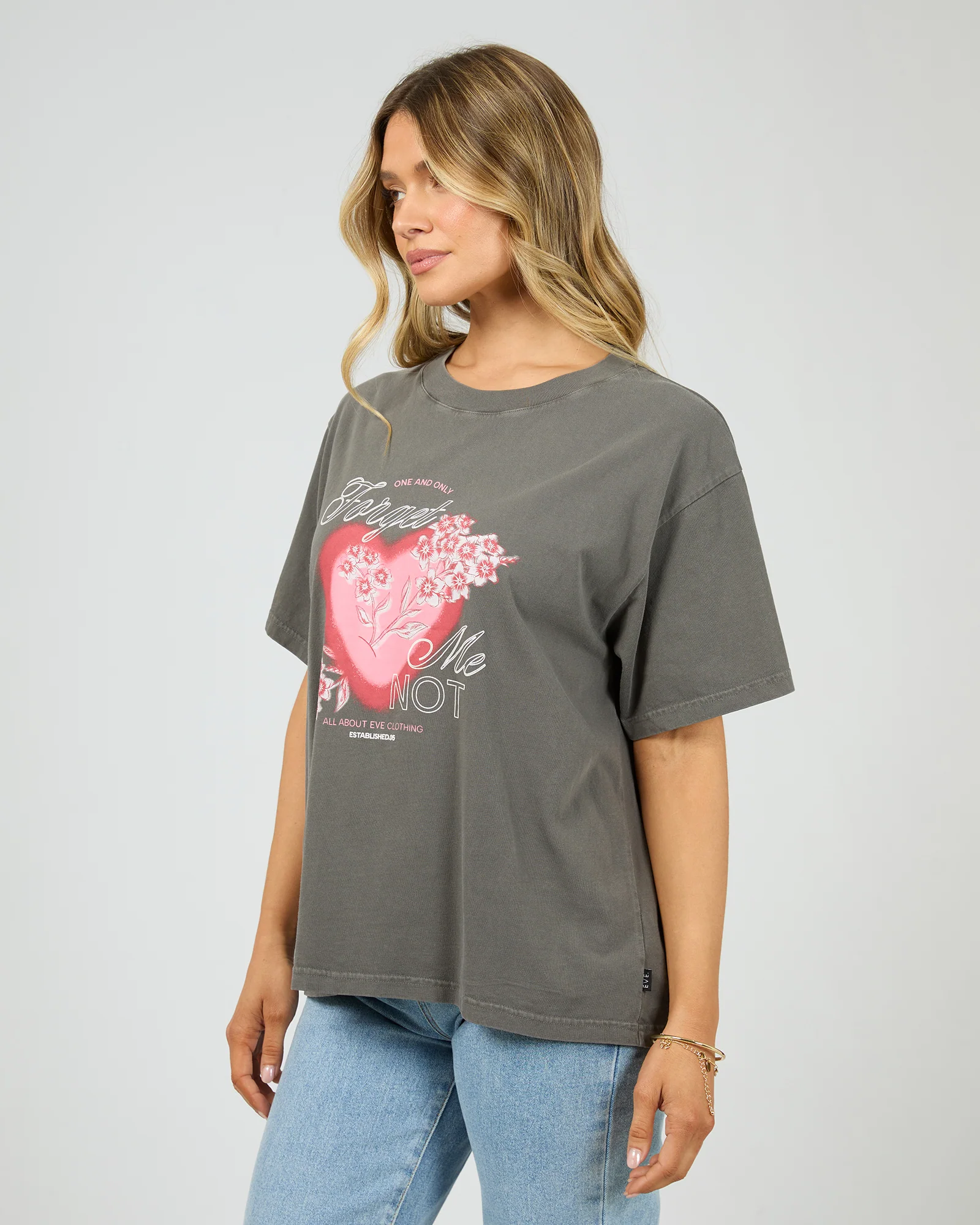 All About Eve Forget Me Not Box Tee Charcoal - Image 4