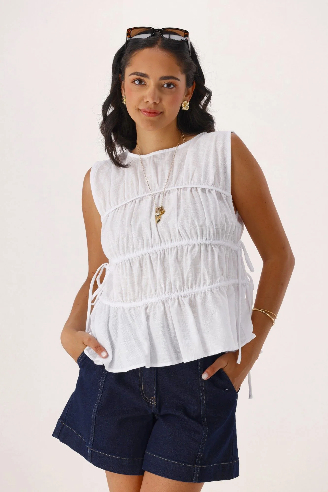 All About Eve Lou Lou Tie Top White