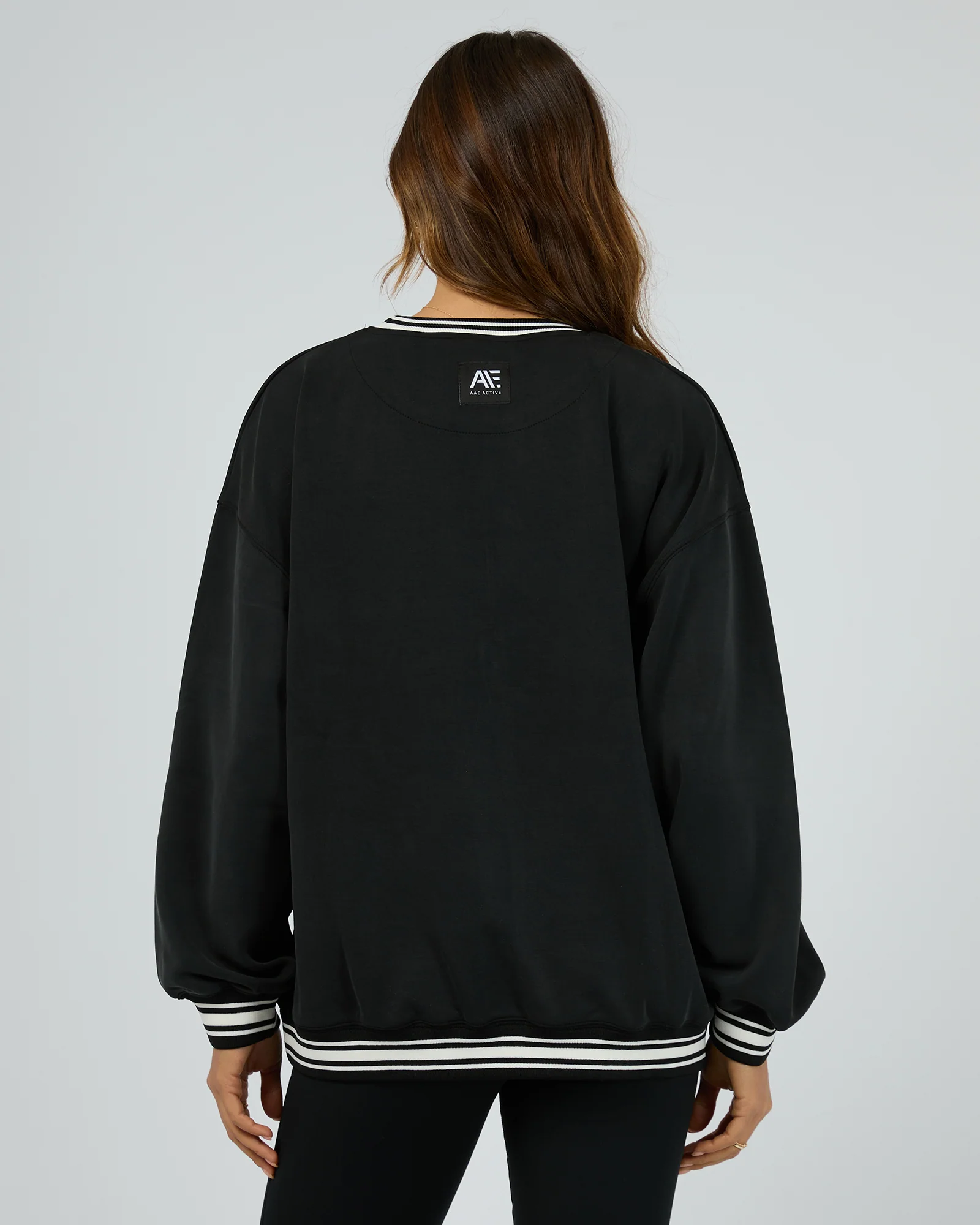 All About Eve Luxe Active College Crew Sweater Black - Image 6