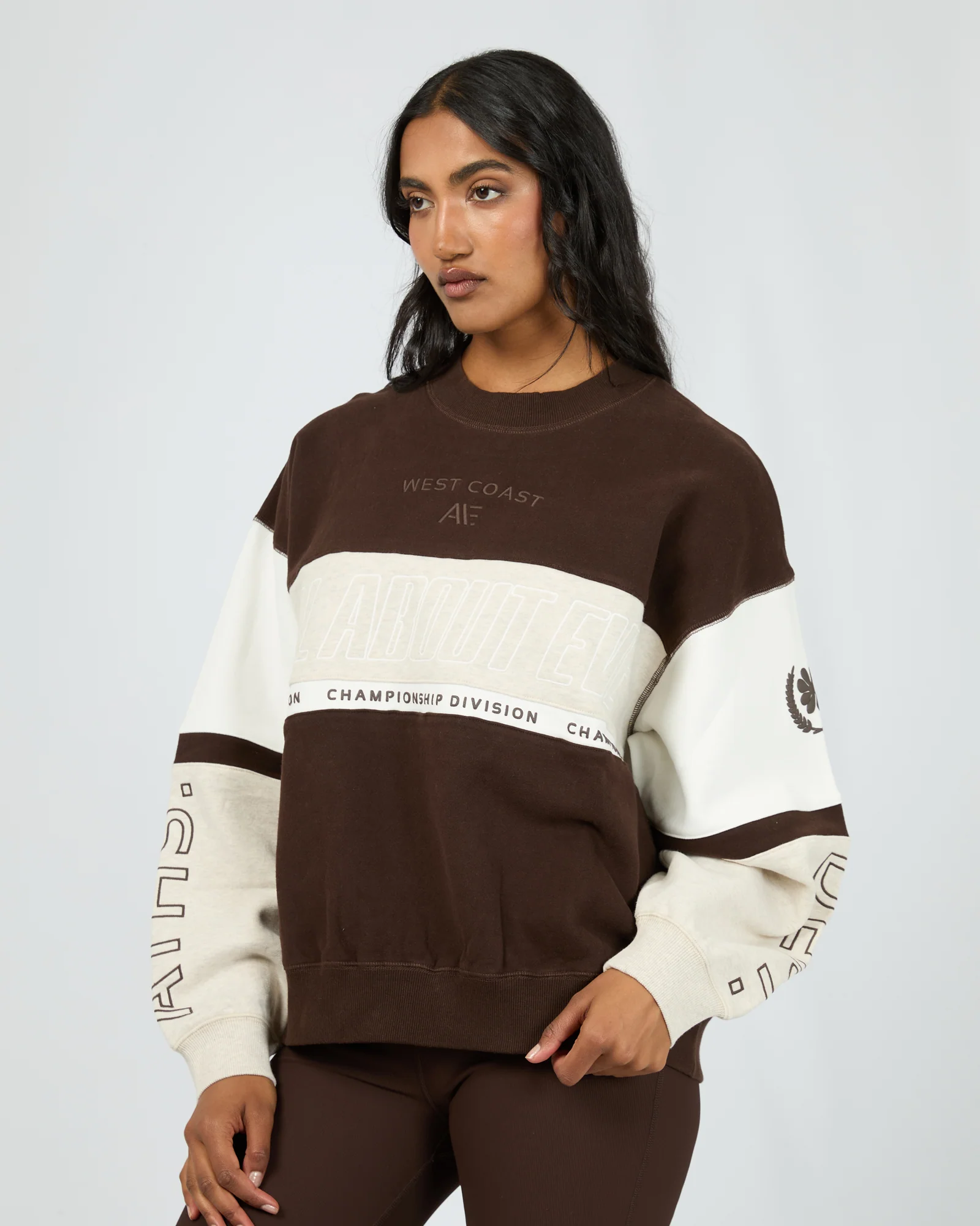 All About Eve Performance Slouch Panel Crew Brown - Image 5