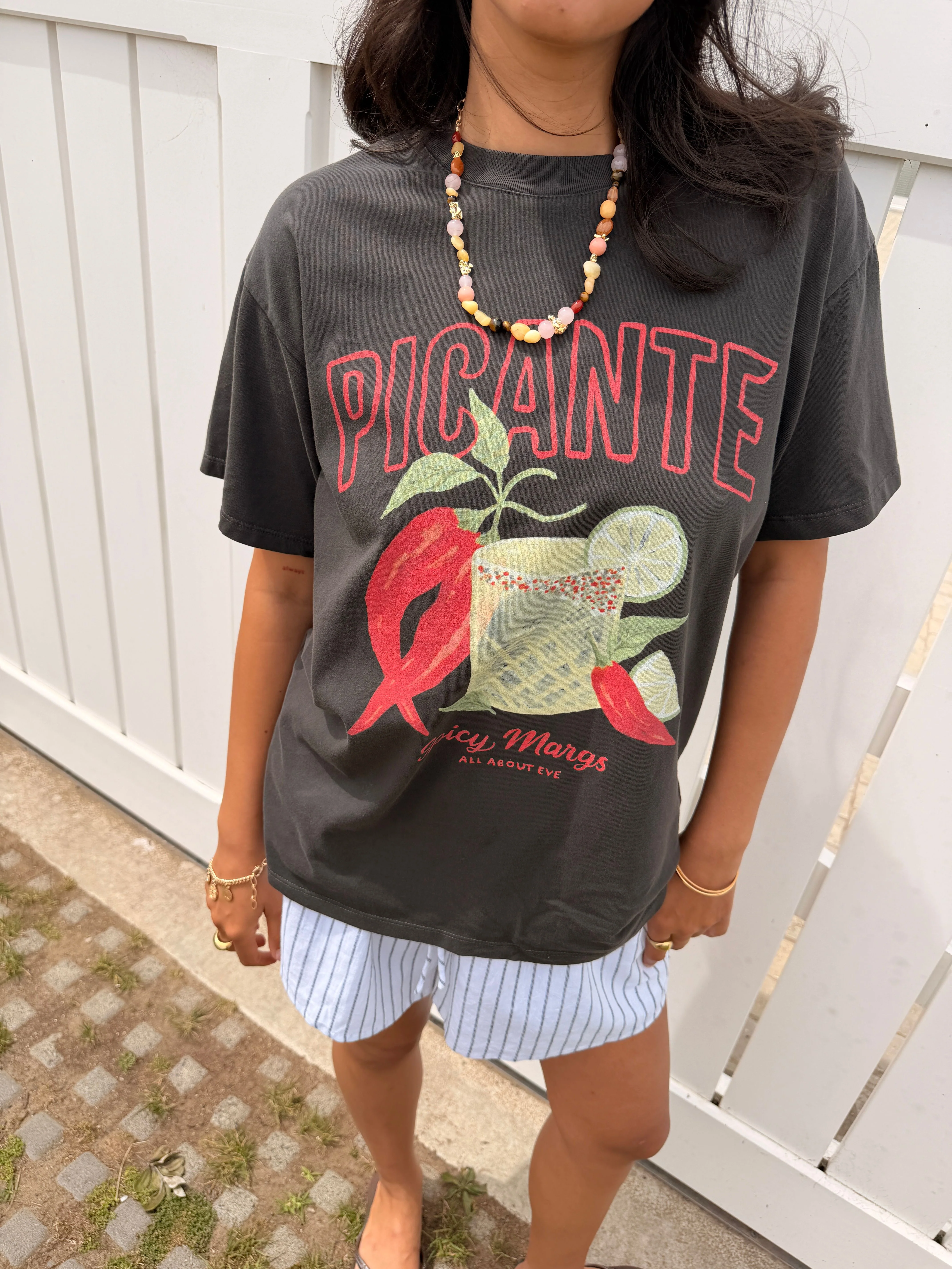 All About Eve Picante Tee Washed Black