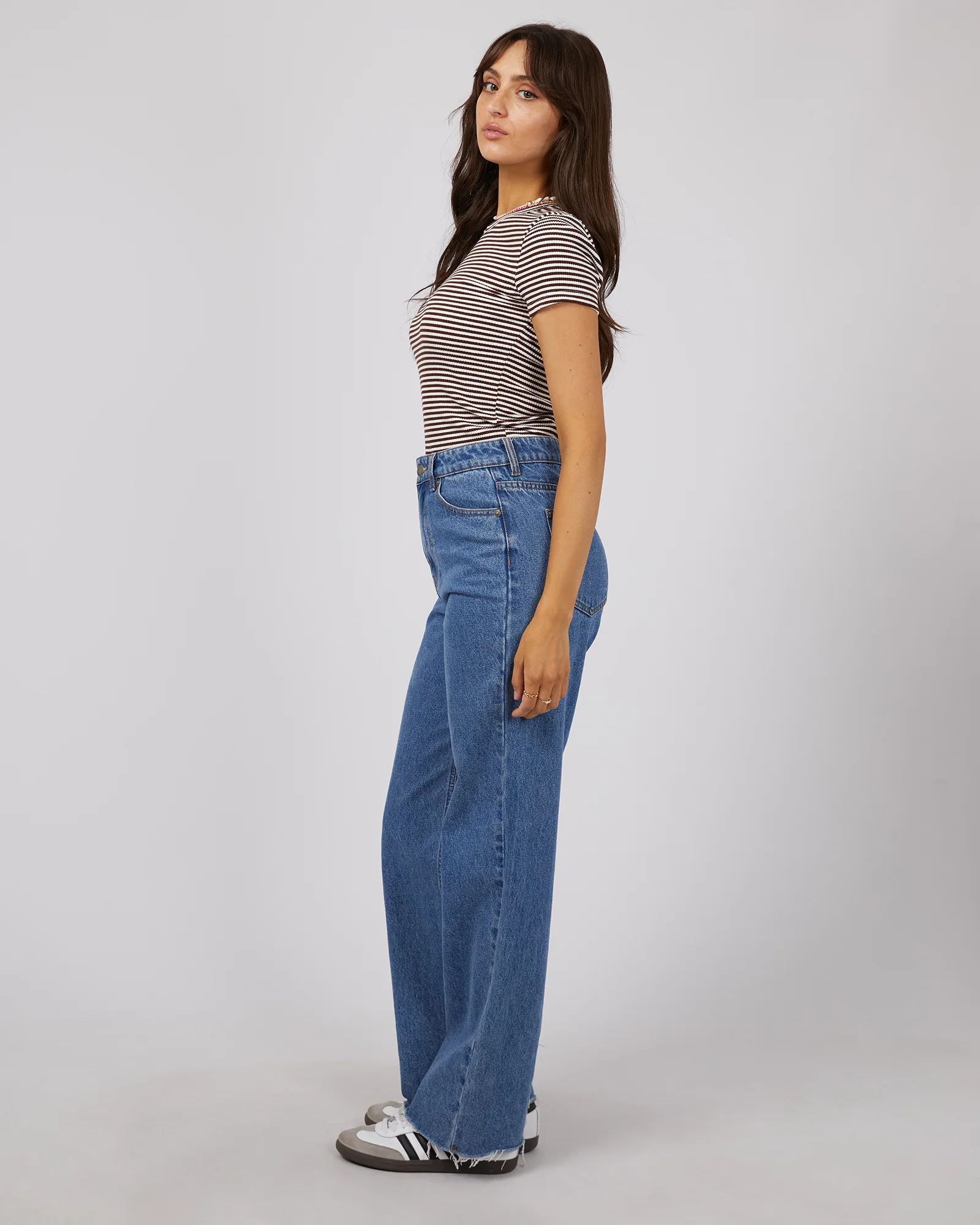 All About Eve Rib Stripe Tee Brown - Image 5