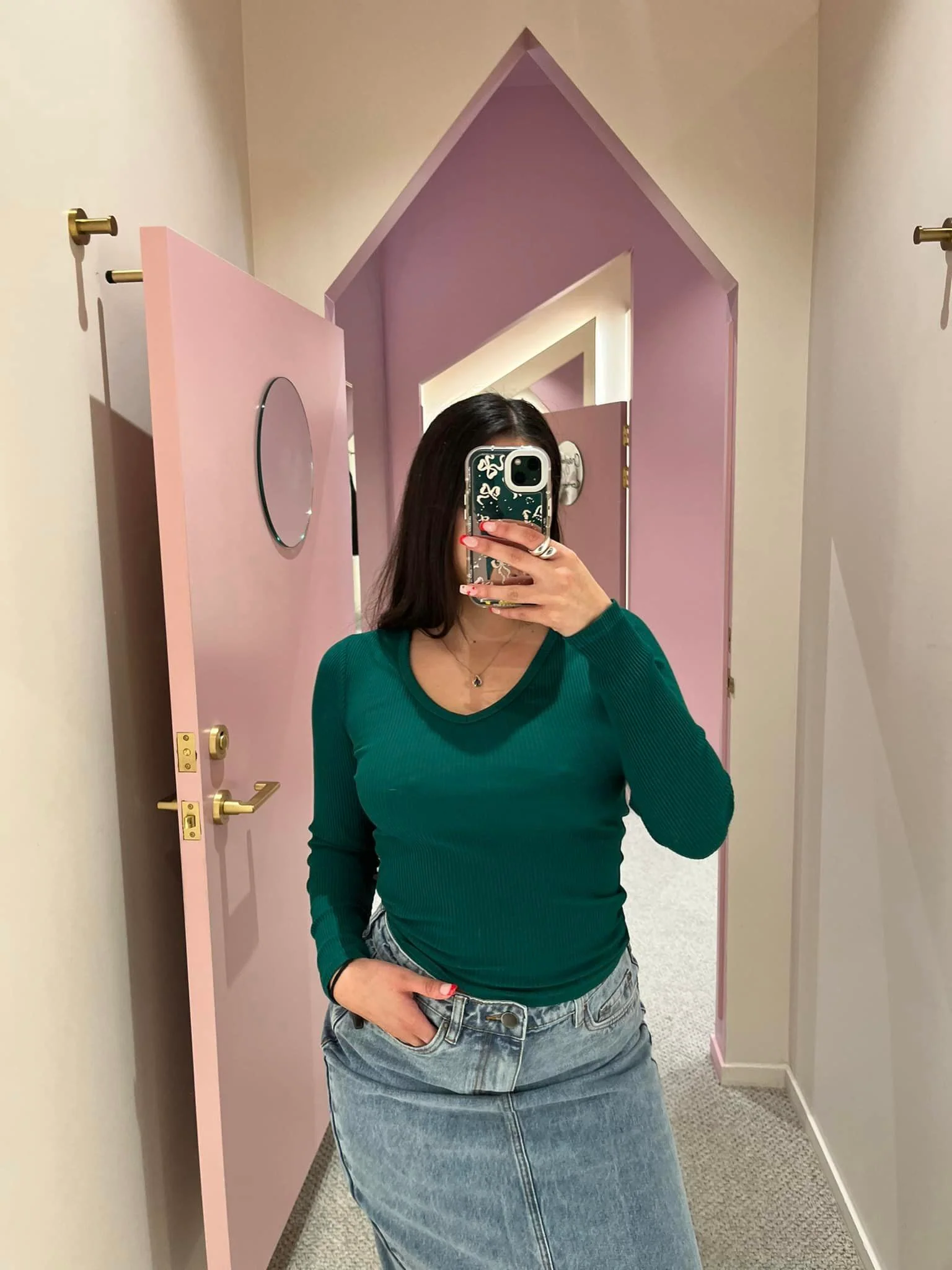 All About Eve Rib V Neck L/S Top Emerald - Image 4