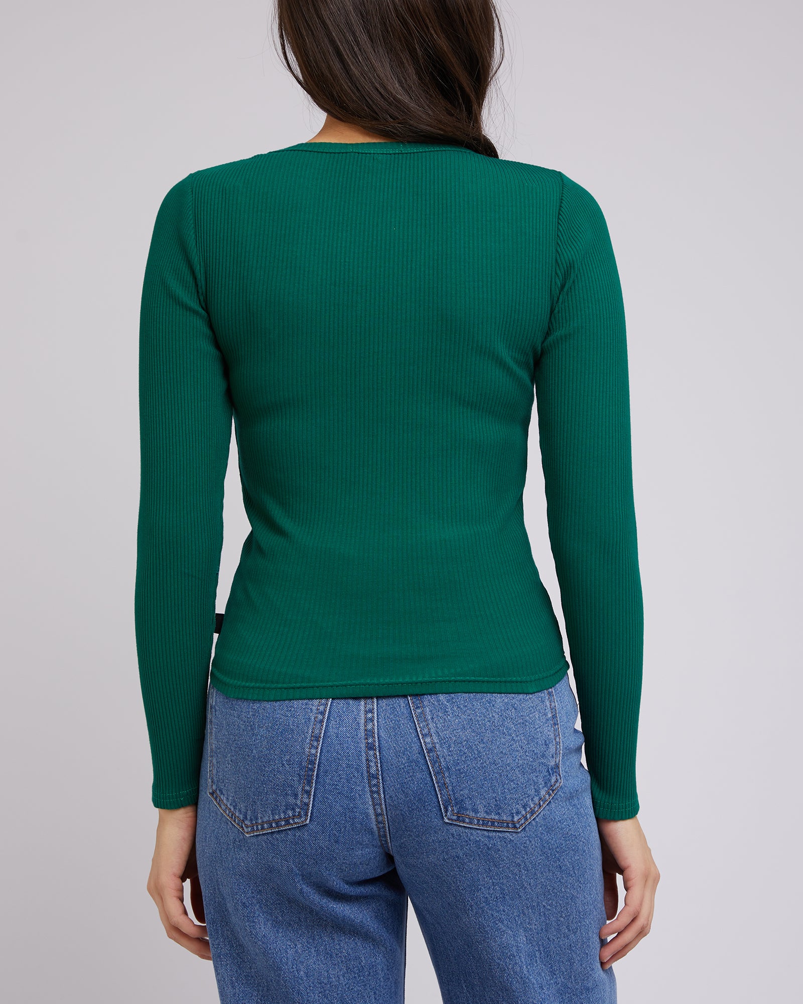 All About Eve Rib V Neck L/S Top Emerald - Image 7