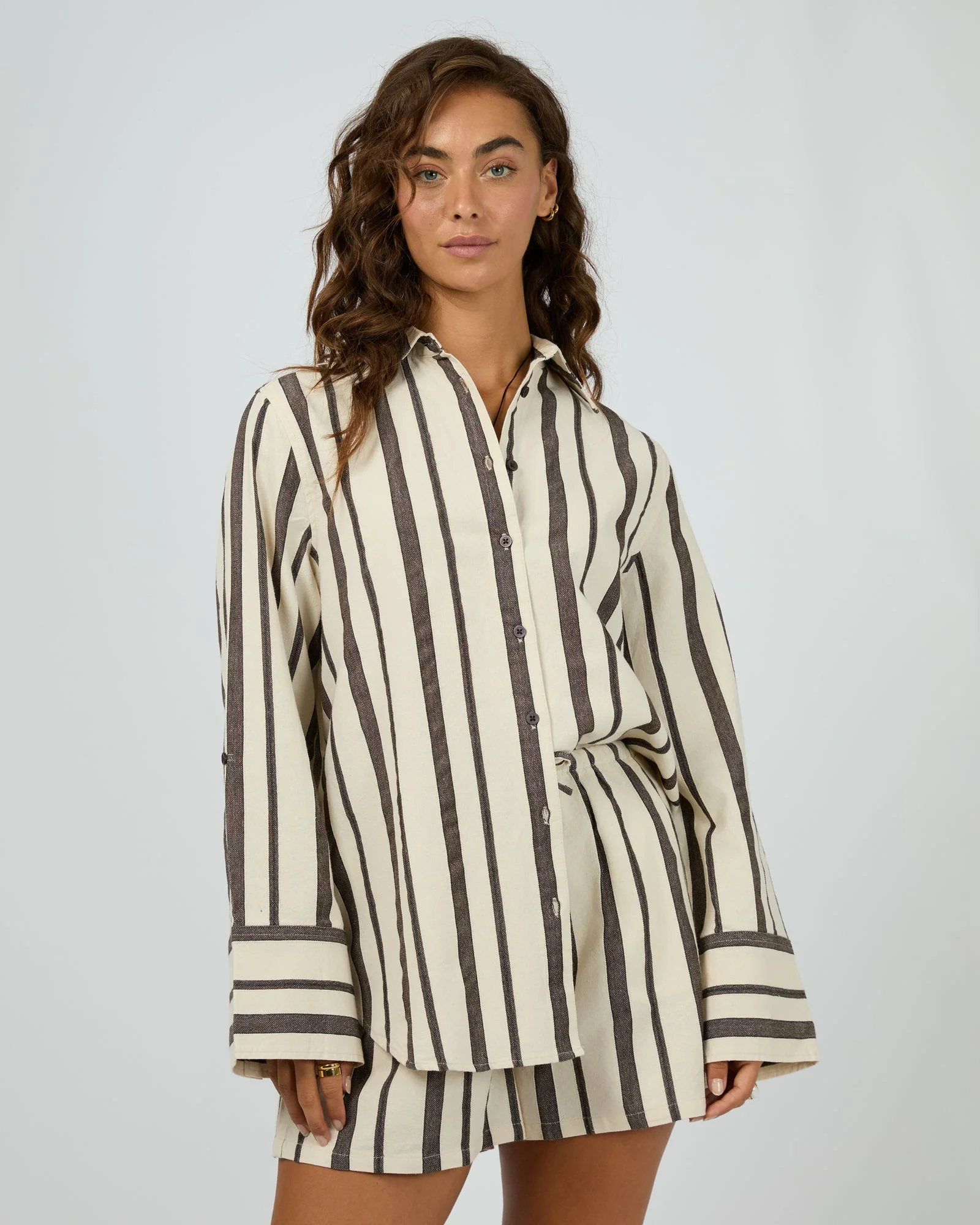 All About Eve Rosa Stripe Shirt Brown - Image 2