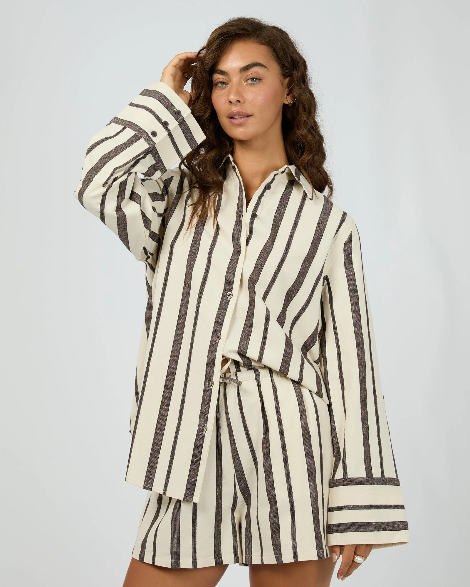 All About Eve Rosa Stripe Shirt Brown - Image 4