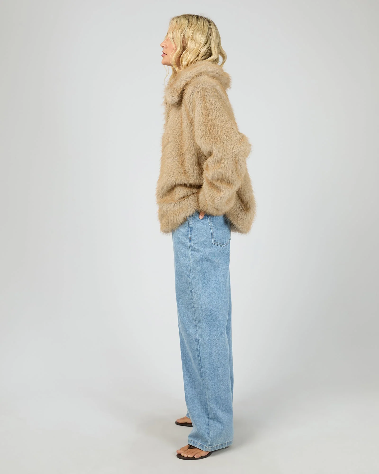 All About Eve Sable Faux Fur Zip Coat - Image 6