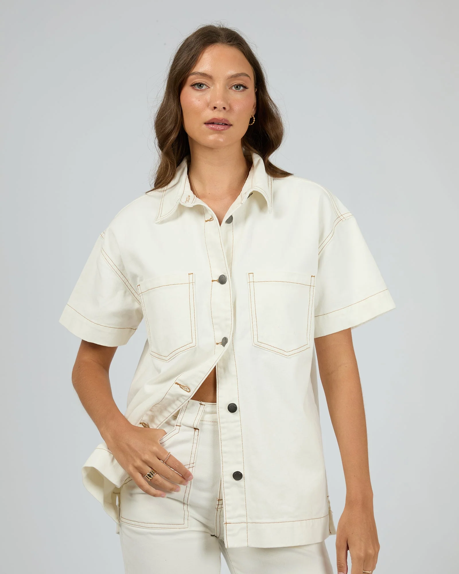 All about Eve Simi Denim Shirt Vintage White