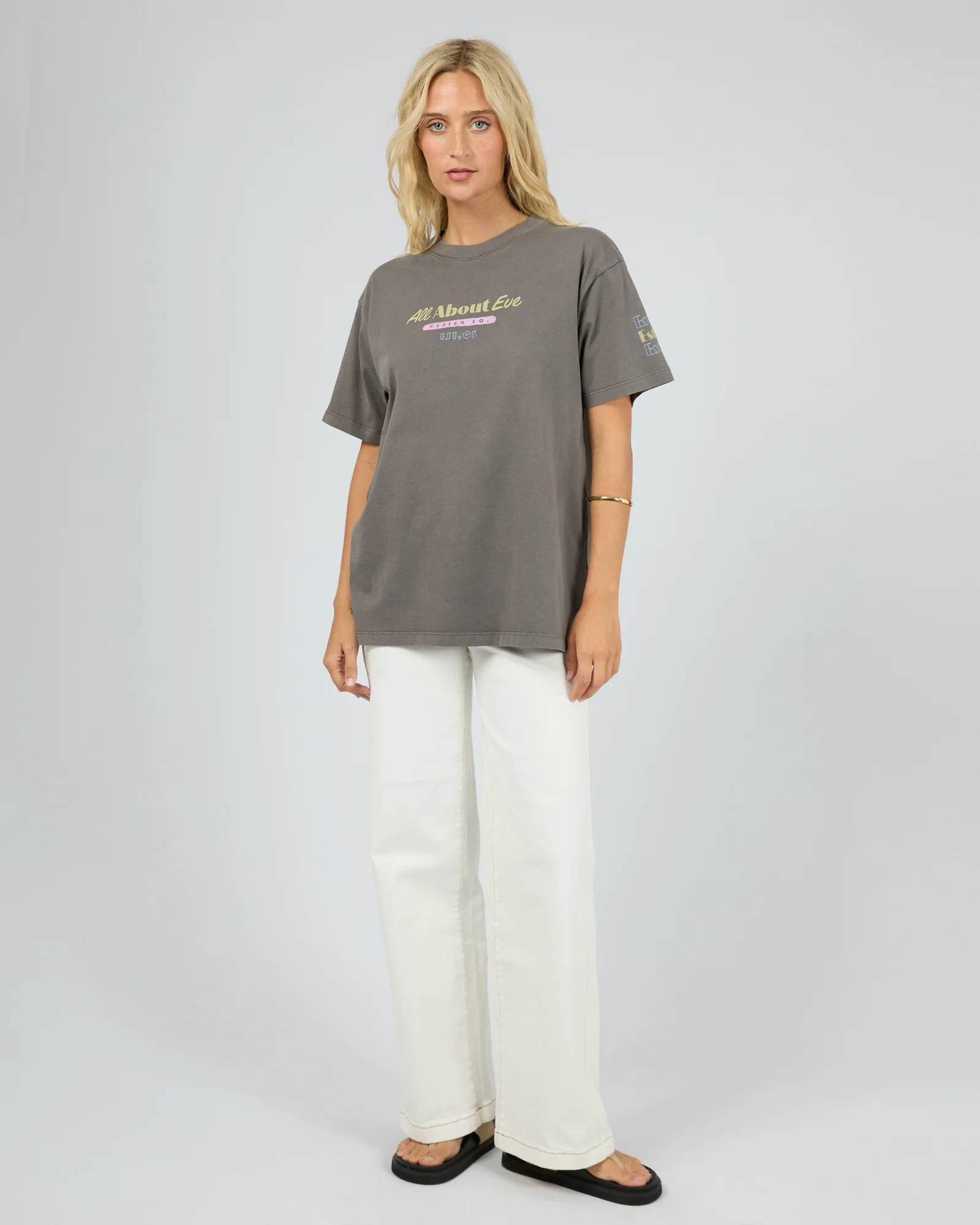 All About Eve Vacation Relaxed Tee Charcoal - Image 5
