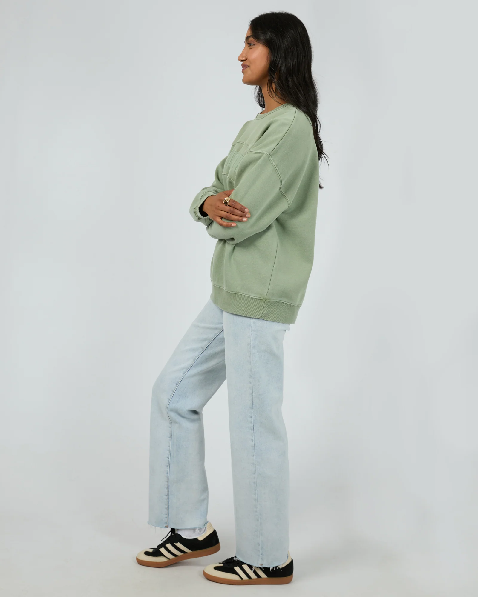 All About Eve Vital Washed Oversized Crew Khaki - Image 5