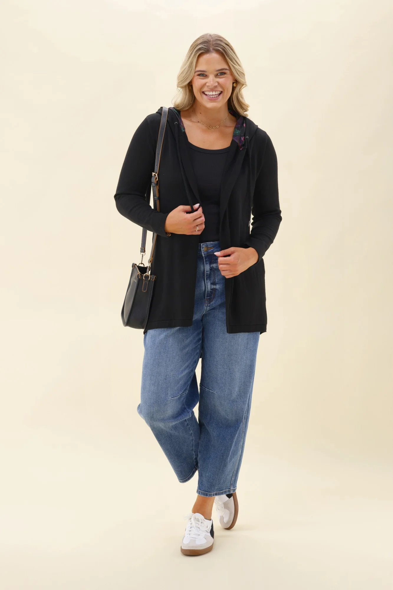Alpine by Shine On Big Dreams Cardigan Black With Floral Hood