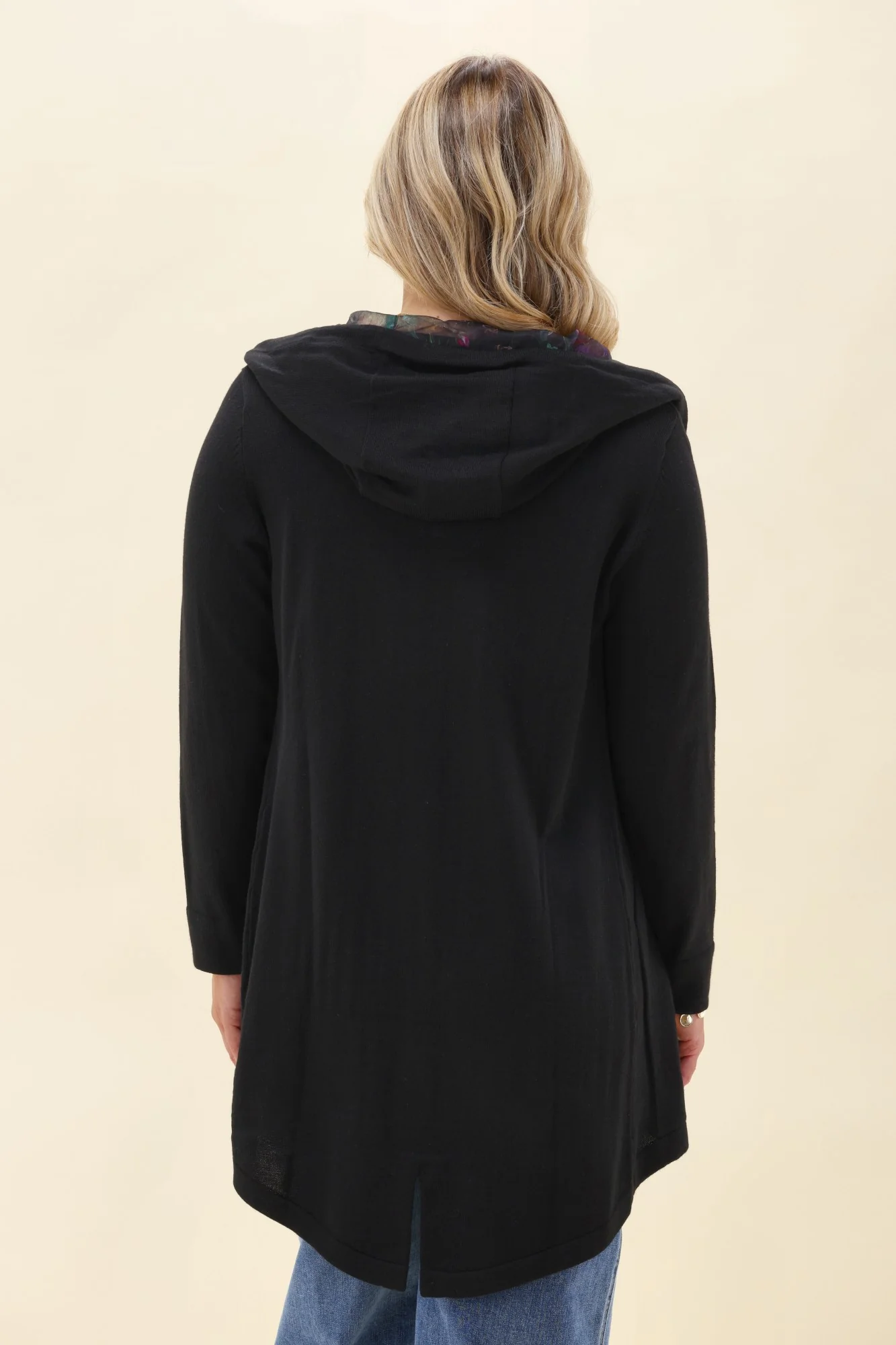 Alpine by Shine On Big Dreams Cardigan Black With Floral Hood - Image 6