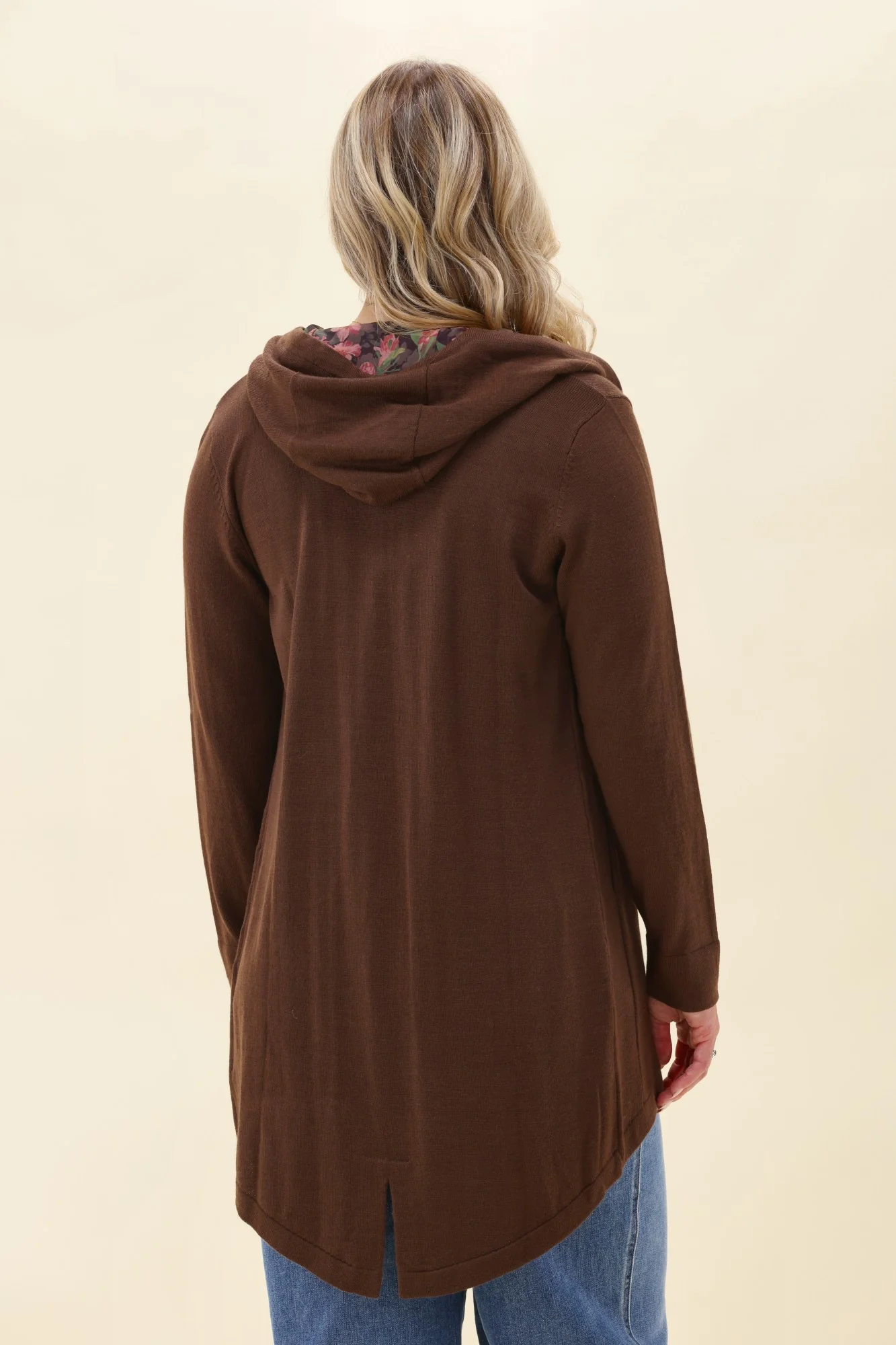 Alpine by Shine On Big Dreams Cardigan Chocolate With Floral Hood - Image 6