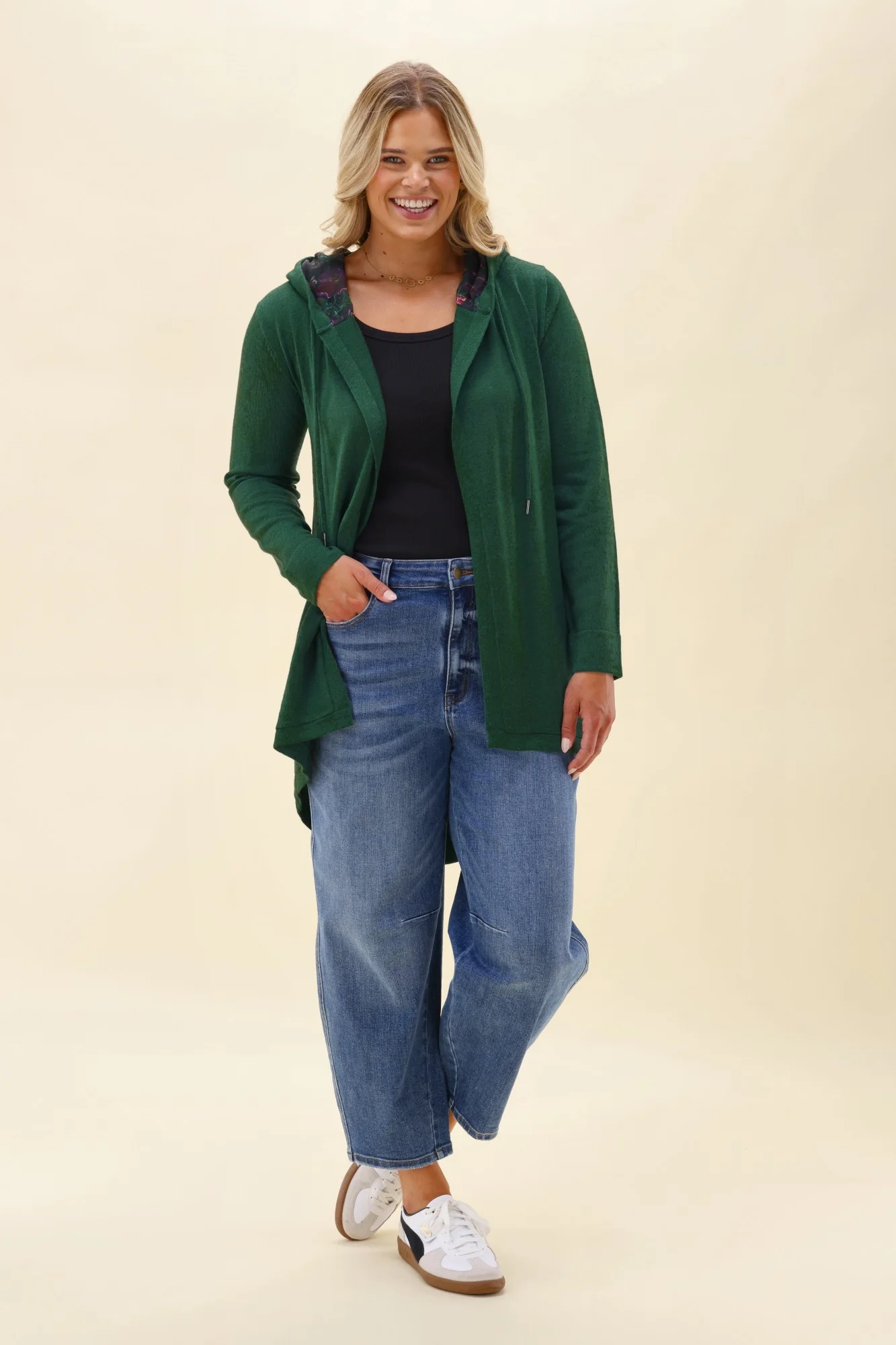 Alpine by Shine On Big Dreams Cardigan Forest With Floral Hood - Image 3