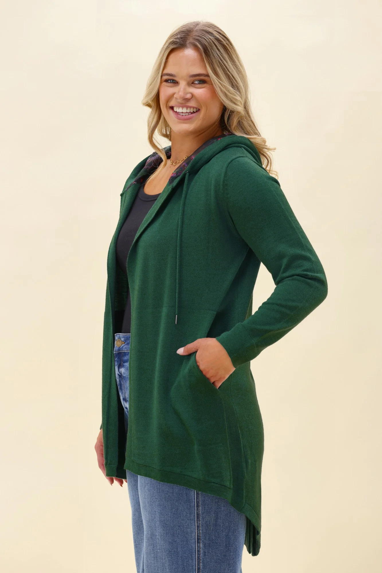 Alpine by Shine On Big Dreams Cardigan Forest With Floral Hood - Image 5