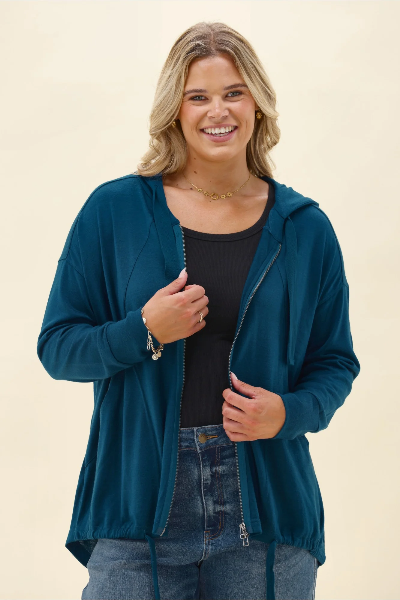 Alpine by Shine On Brooks Zip Front Hoodie Teal - Image 2