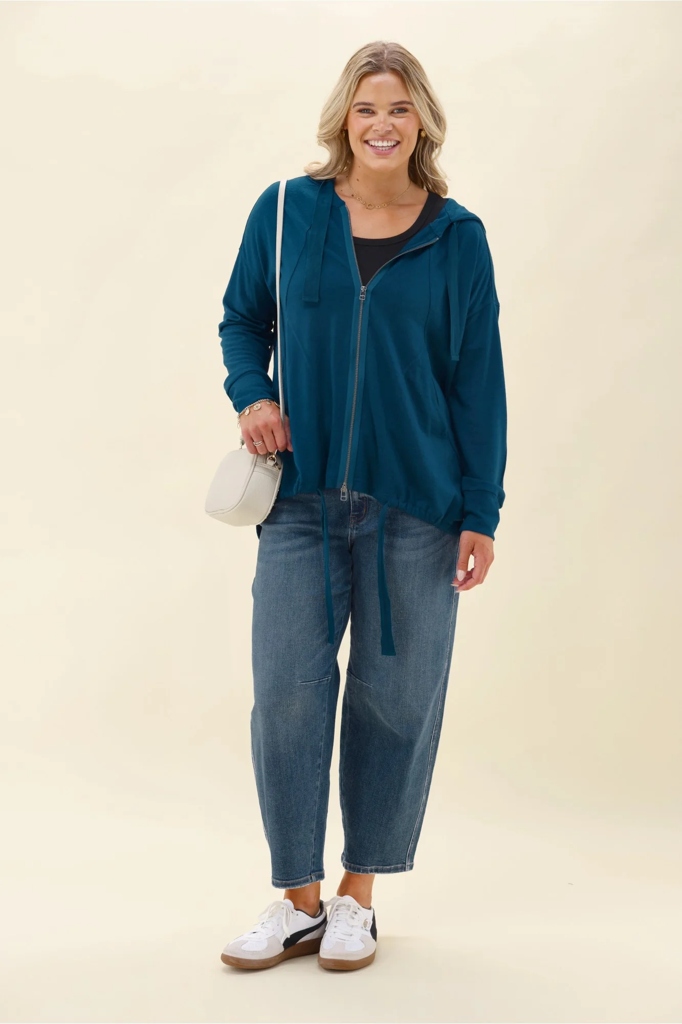 Alpine by Shine On Brooks Zip Front Hoodie Teal - Image 3