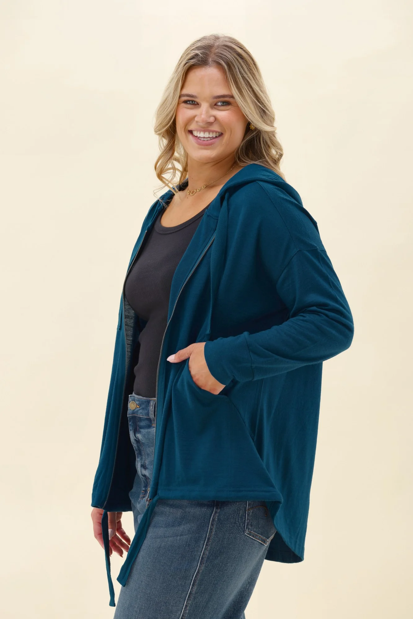Alpine by Shine On Brooks Zip Front Hoodie Teal - Image 4