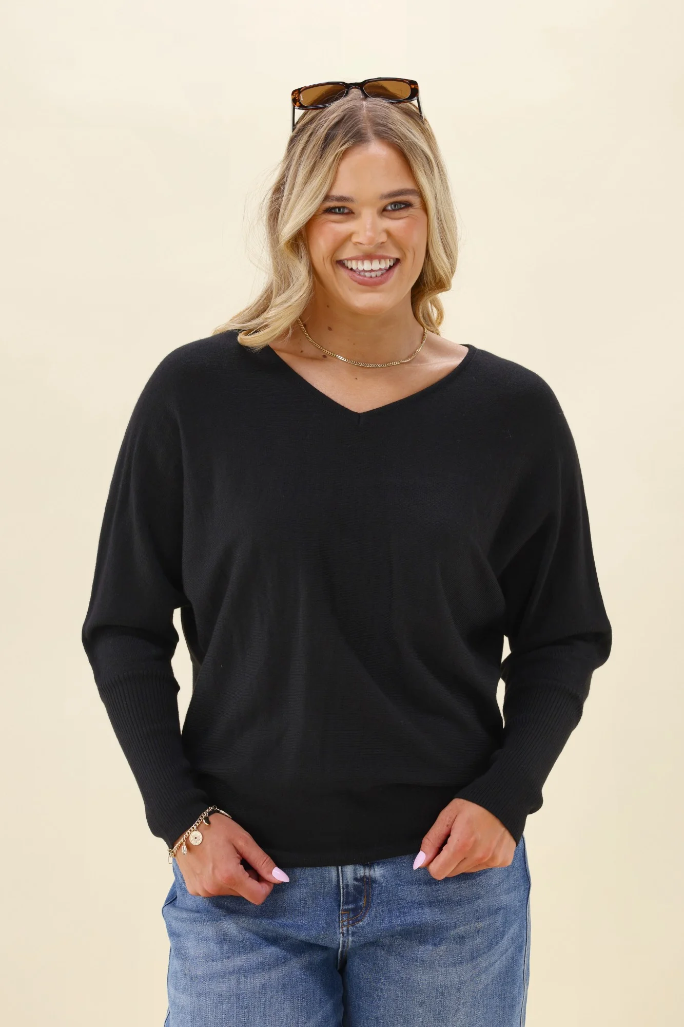 Alpine by Shine On Gigi Merino Batwing Top Black