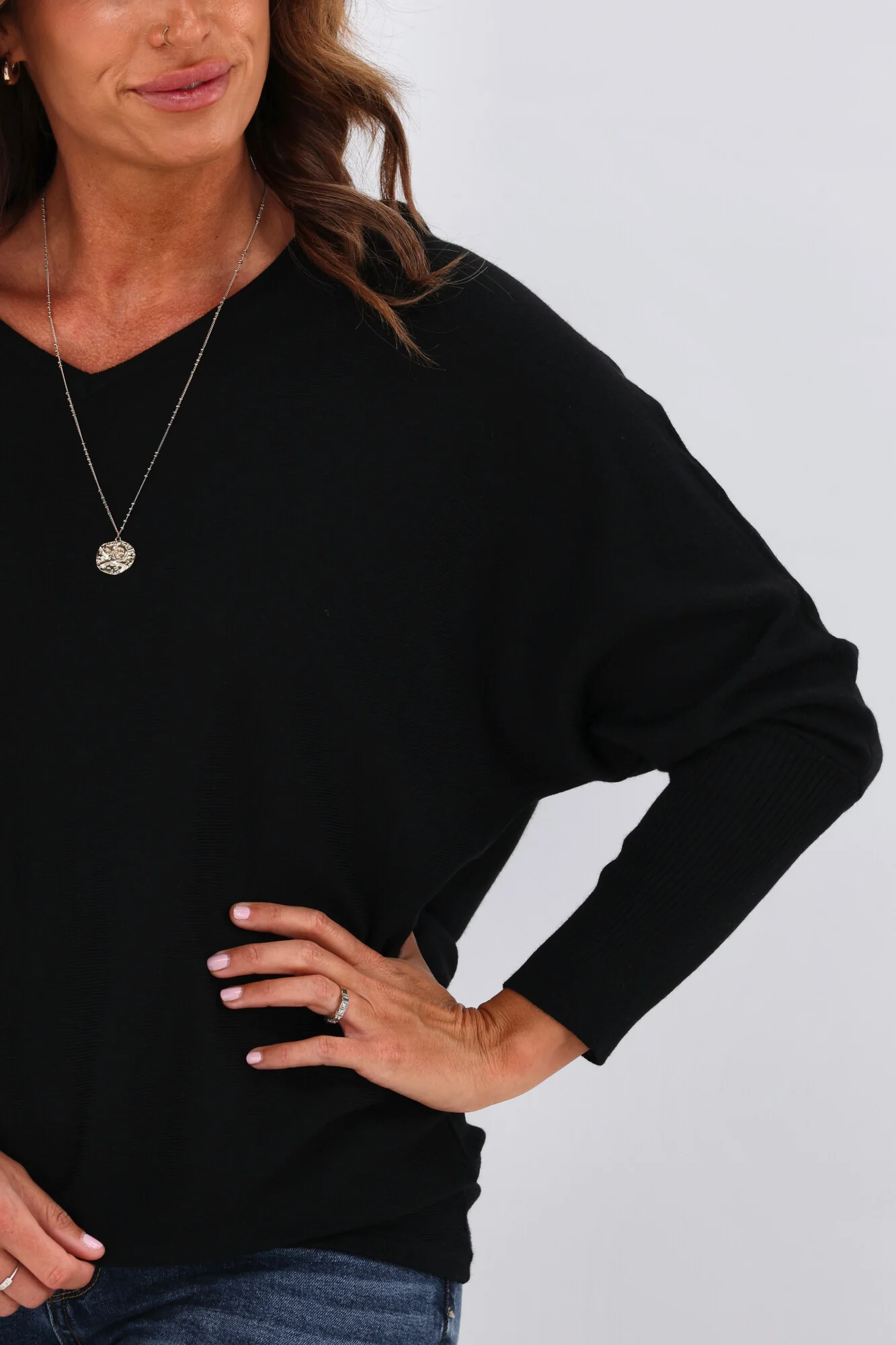 Alpine by Shine On Gigi Merino Batwing Top Black - Image 3
