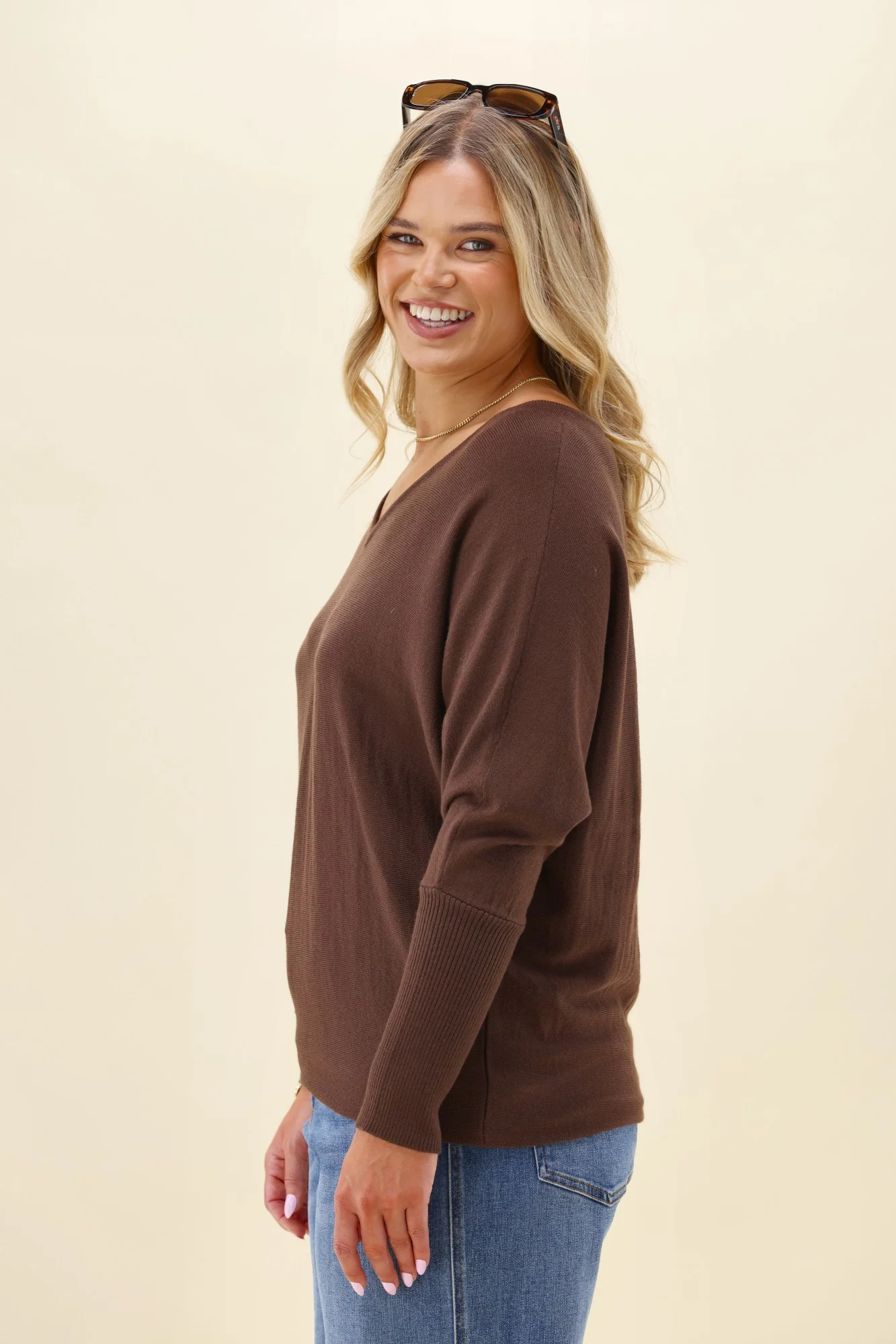 Alpine by Shine On Gigi Merino Batwing Top Chocolate - Image 5