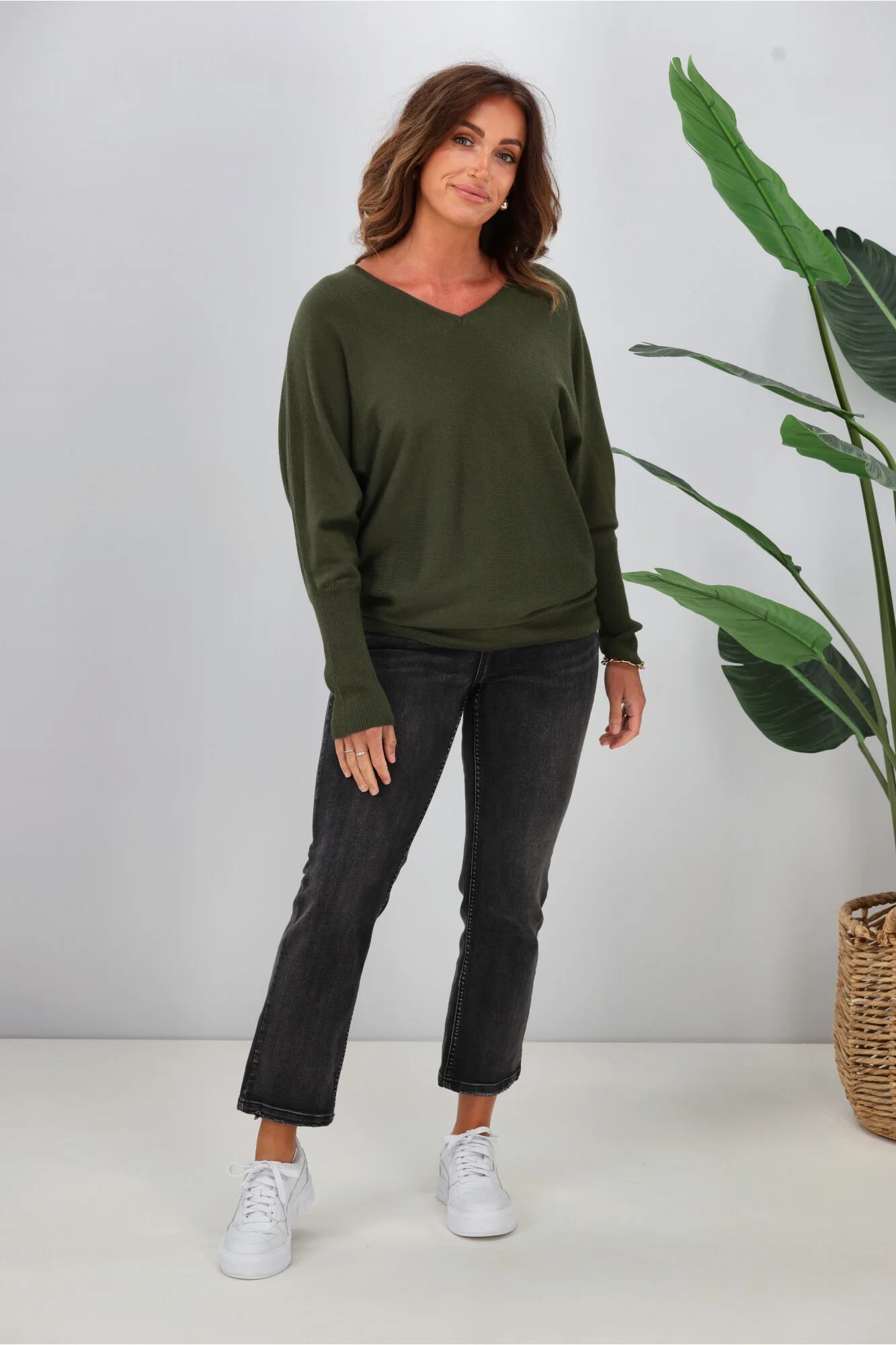 Alpine by Shine On Gigi Merino Batwing Top Olive - Image 3