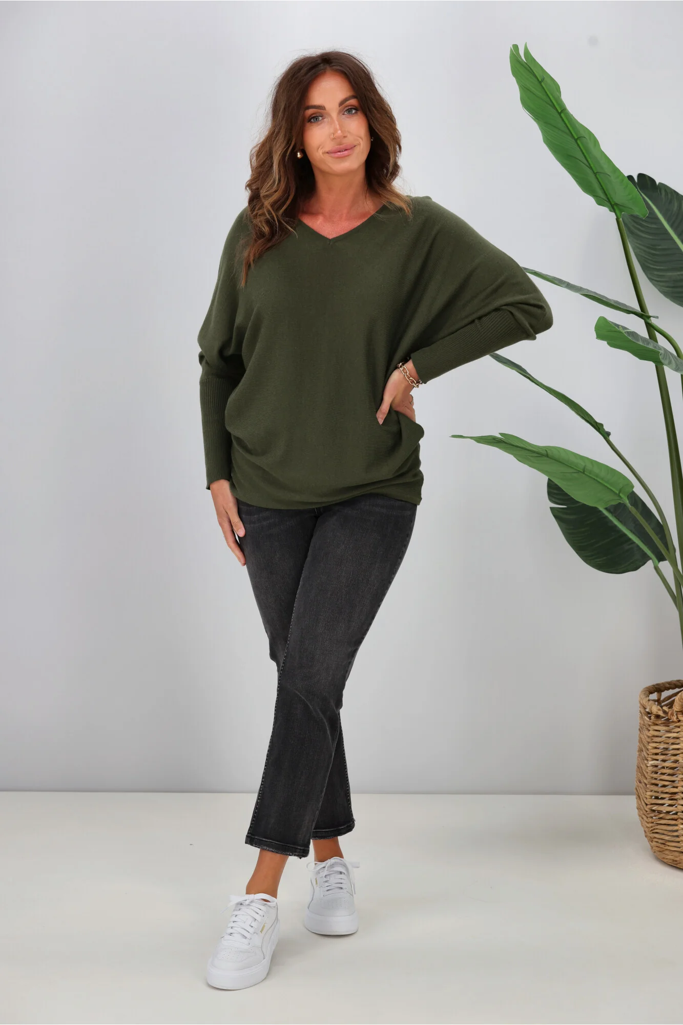 Alpine by Shine On Gigi Merino Batwing Top Olive - Image 4