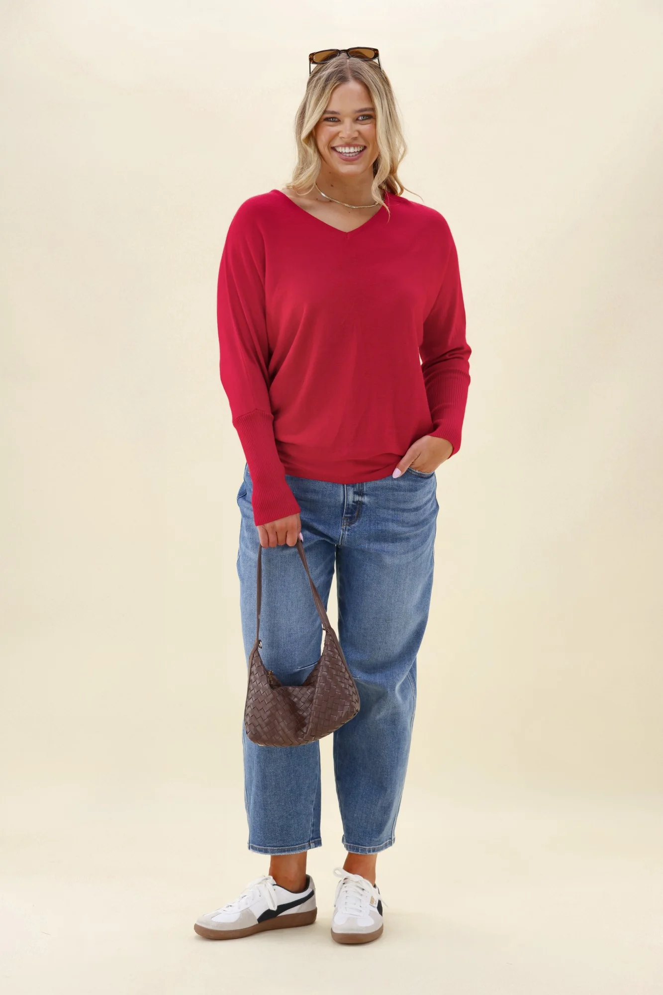 Alpine by Shine On Gigi Merino Batwing Top Raspberry - Image 3