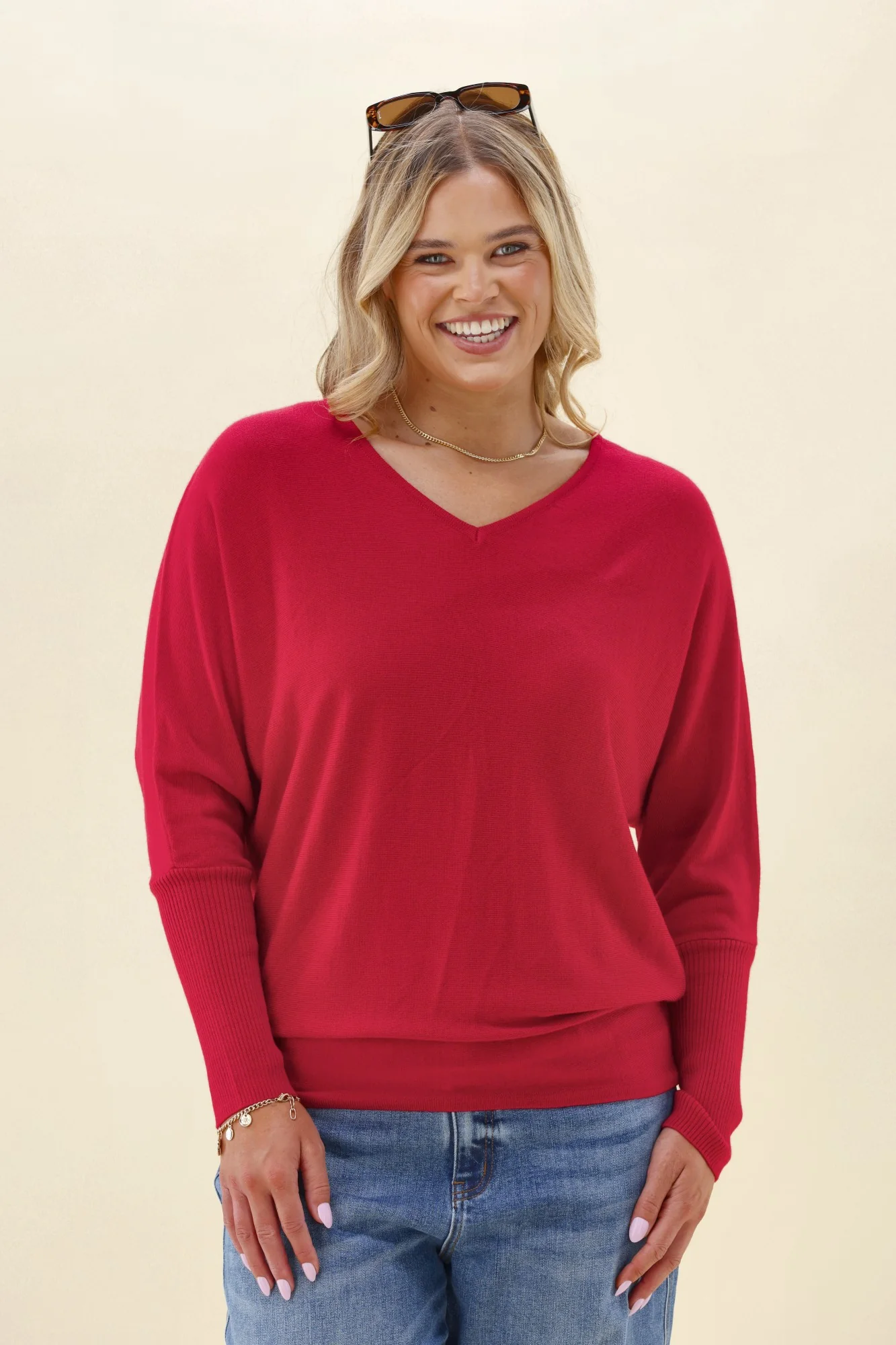 Alpine by Shine On Gigi Merino Batwing Top Raspberry - Image 4