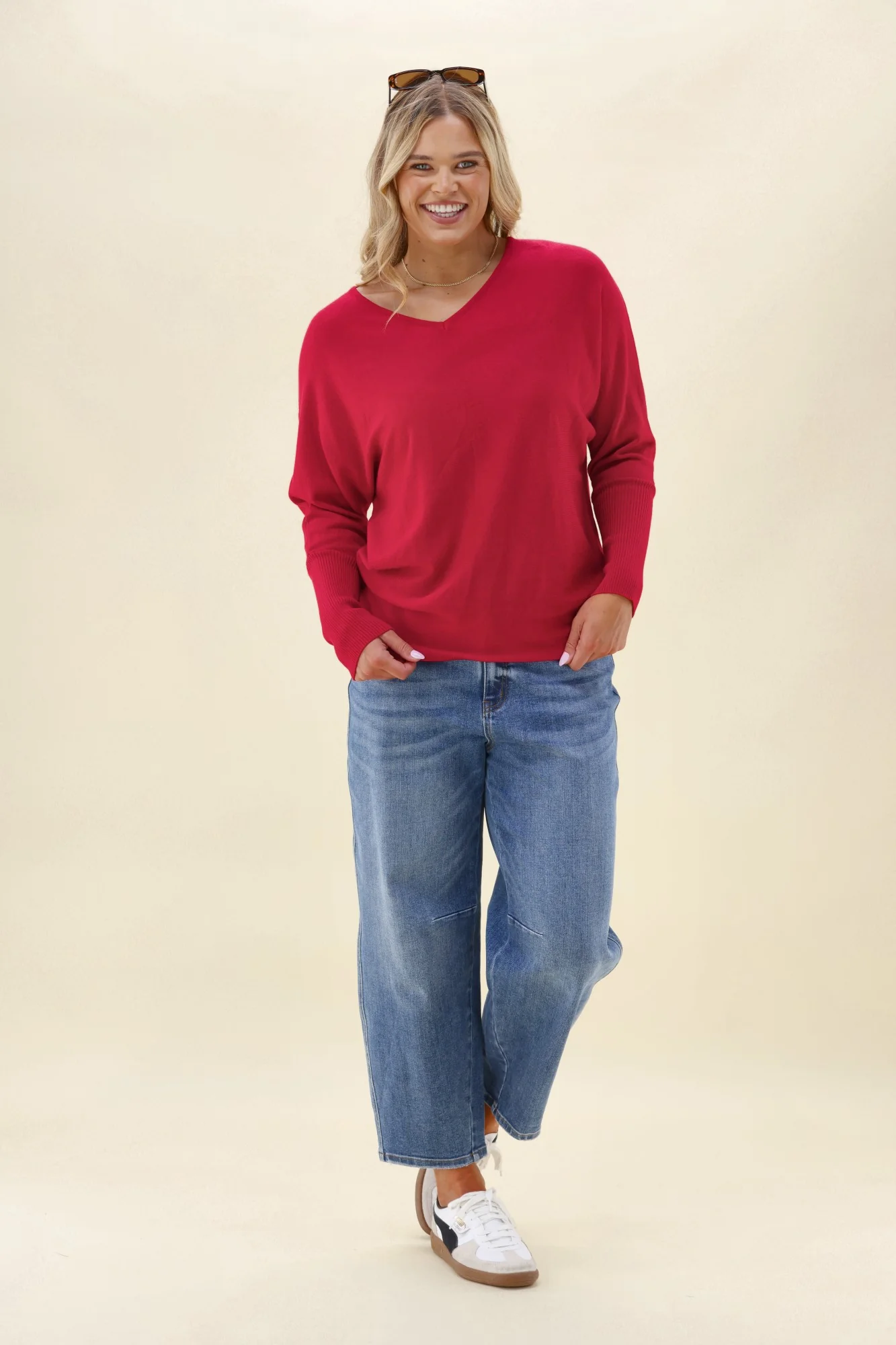 Alpine by Shine On Gigi Merino Batwing Top Raspberry - Image 5