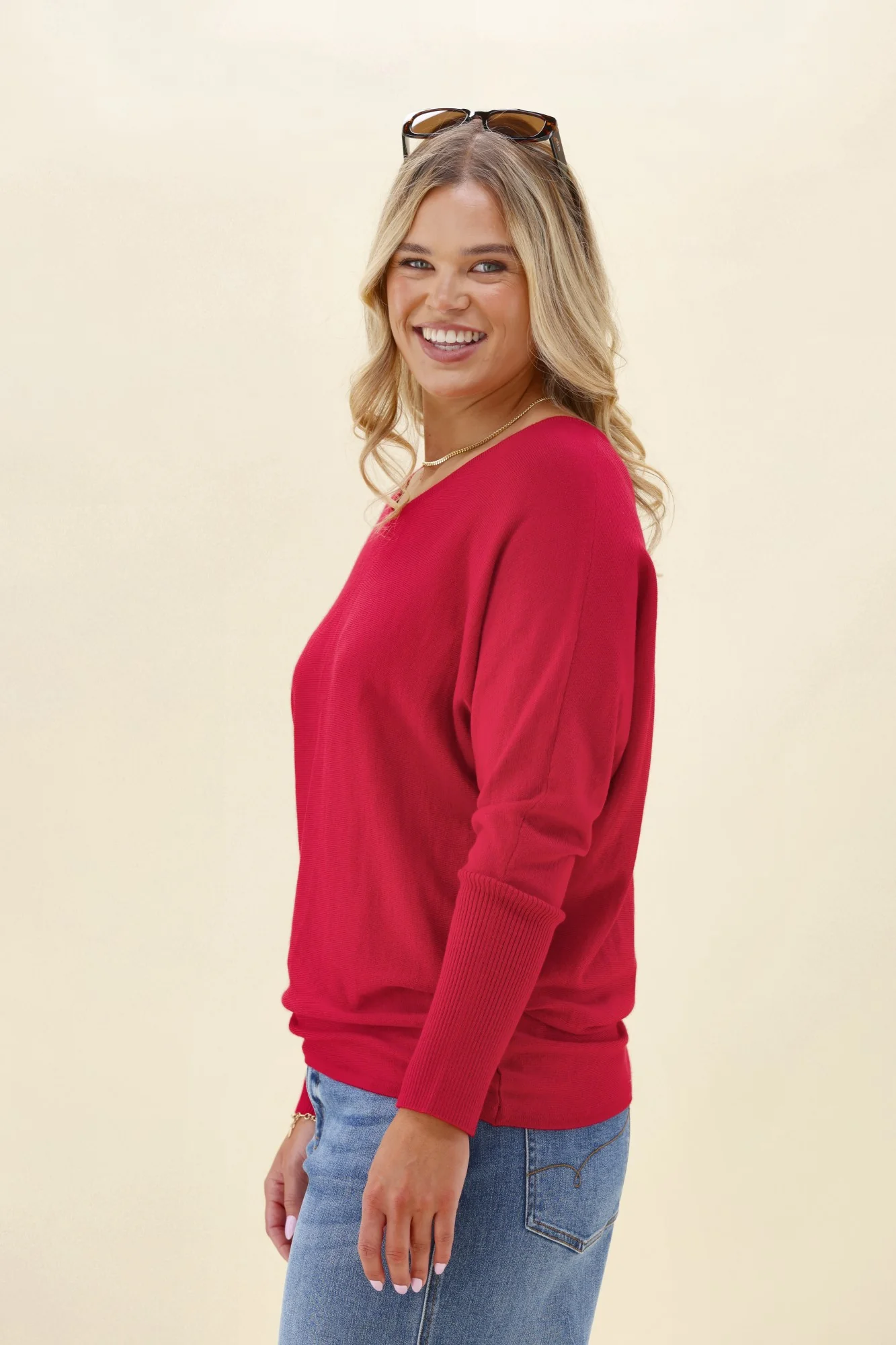 Alpine by Shine On Gigi Merino Batwing Top Raspberry - Image 7